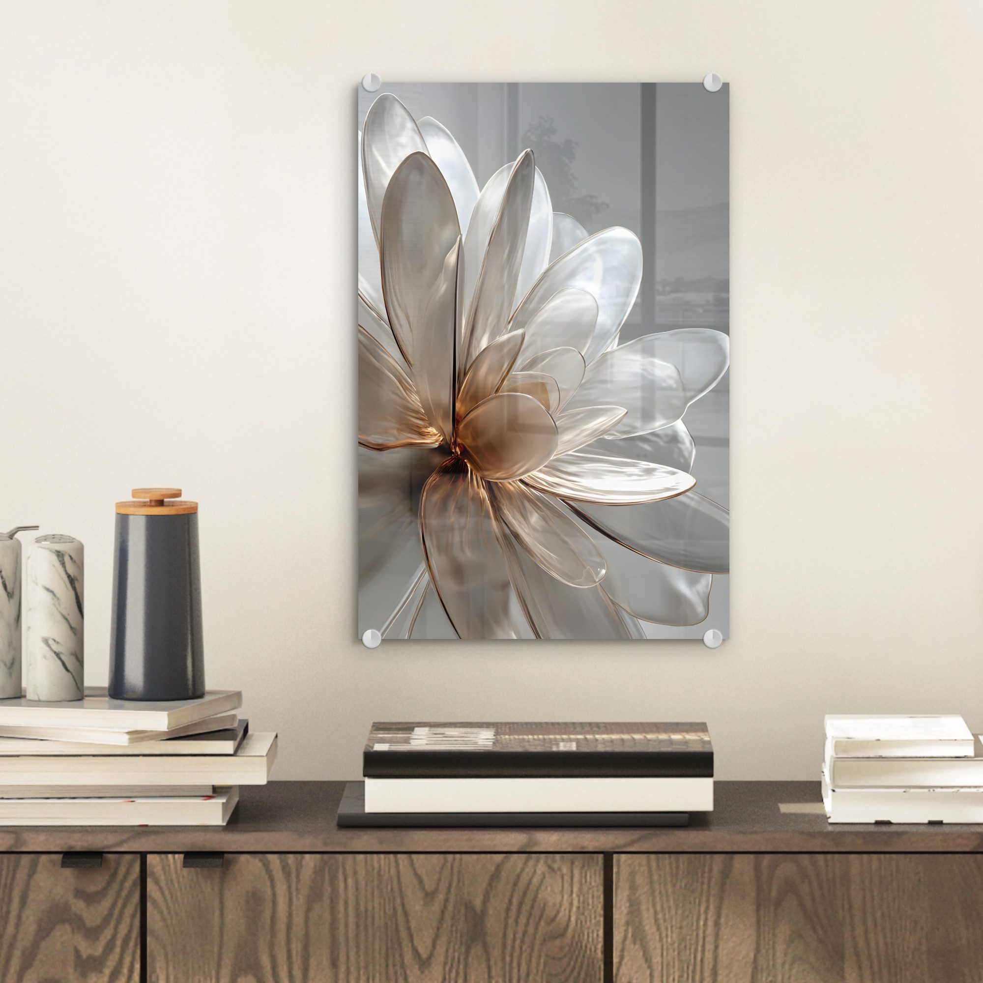 MuchoWow Acrylglasbild Blume - Weiß - Neutral, Inkl. Aufhängung, Dekorative günstig online kaufen