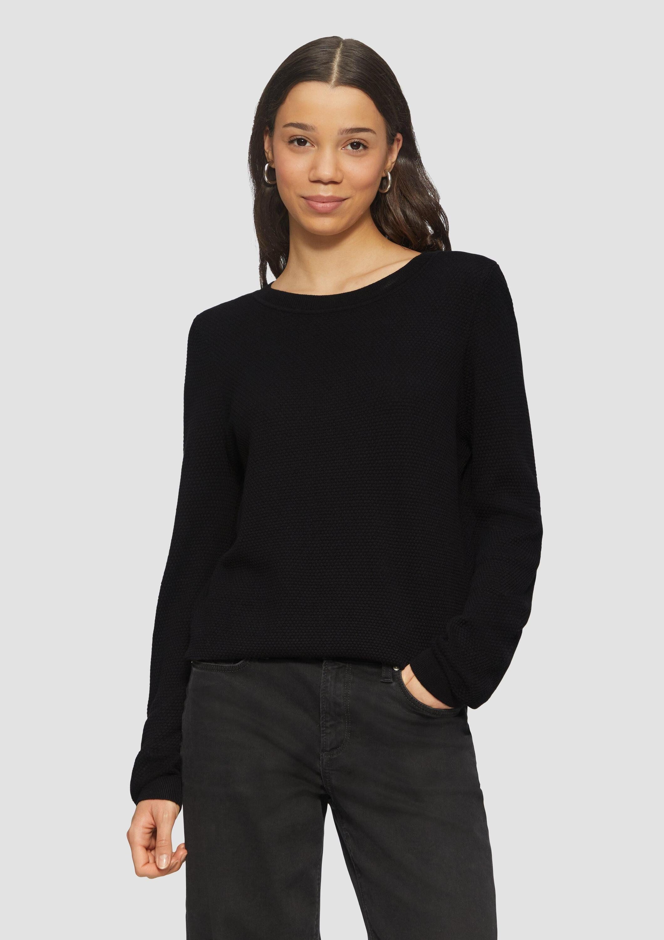 QS Longpullover Strickpullover Strickpullover mit Struktur aus Viskosemix