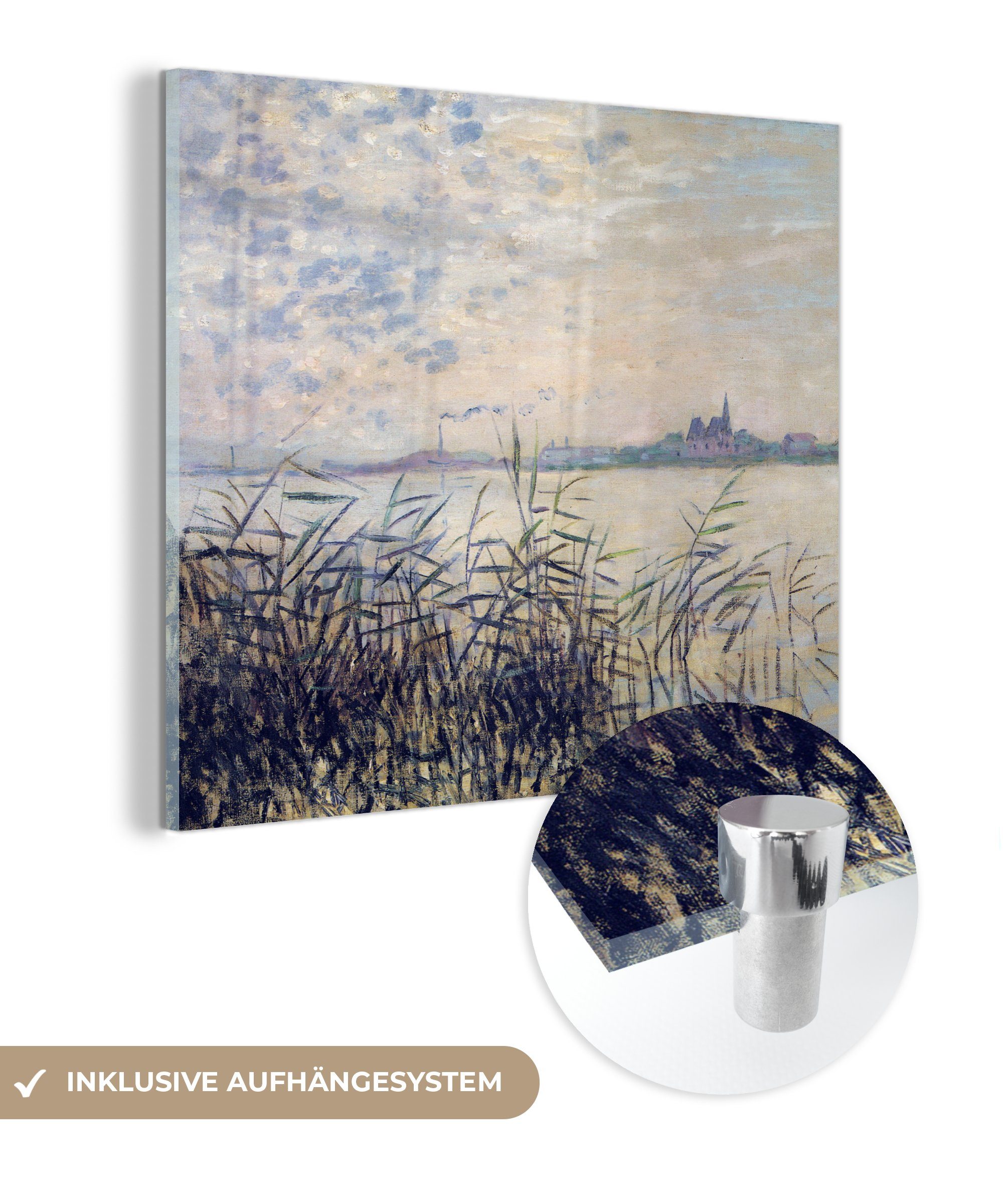 MuchoWow Acrylglasbild Die Seine bei Argenteuil - Claude Monet, (1 St), Glasbilder - Bilder auf Glas Wandbild - Foto auf Glas - Wanddekoration