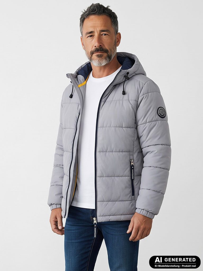 Coastguard Winterjacke Herren Steppjacke reflektierend - Outdoor-Jacke Winterjacke Angeschnittene Kapuze in der weite verstellbar, 3 Reißverschlußtaschen