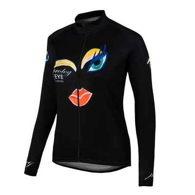 prolog cycling wear Radtrikot Damen Fahrradtrikot langarm "Keep an eye on me" Schwarz, Lang-Arm