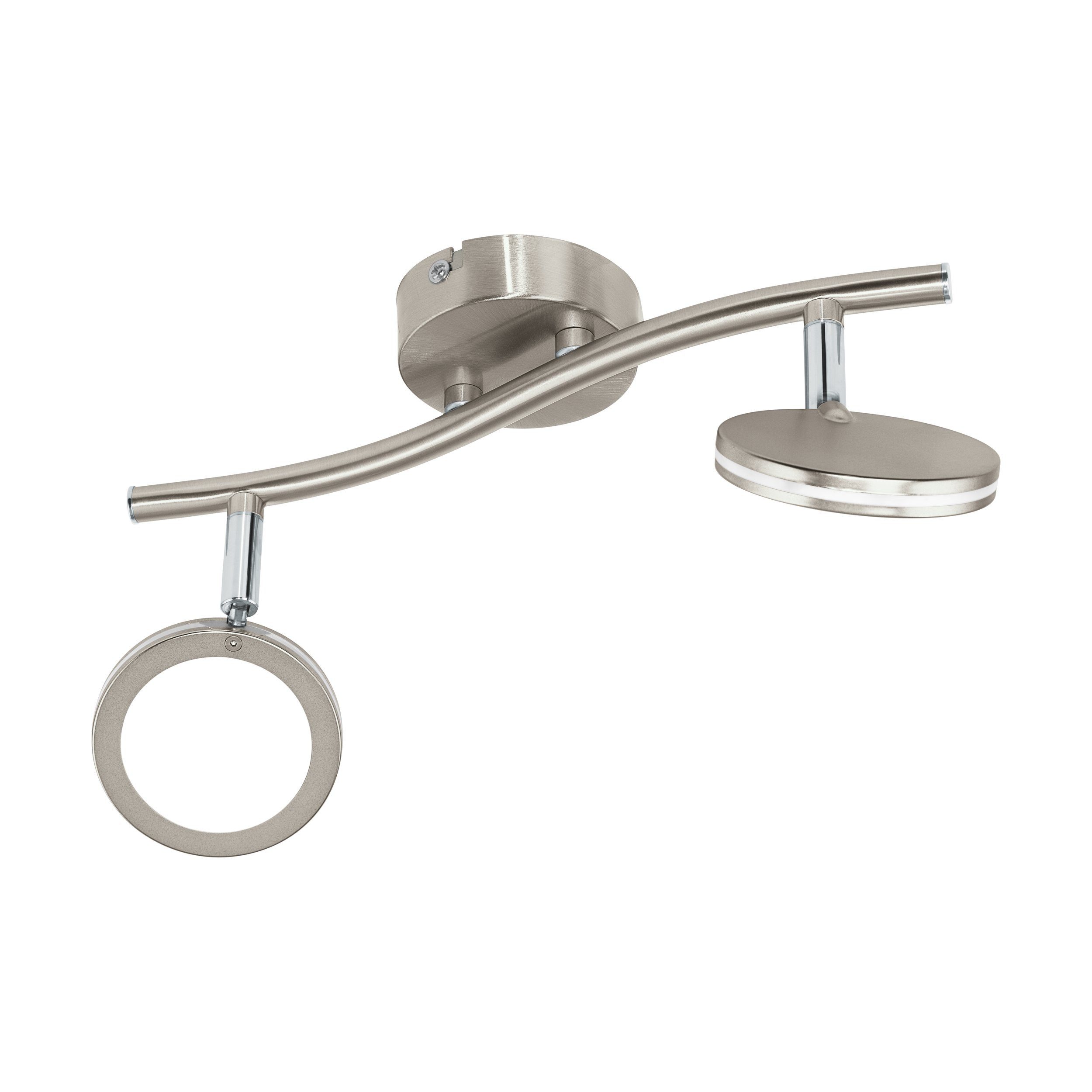 EGLO LED Deckenspot Karystos, Leuchtmittel inklusive, Deckenstrahler Stahl in nickel-matt, chrom Kunststoff in weiß