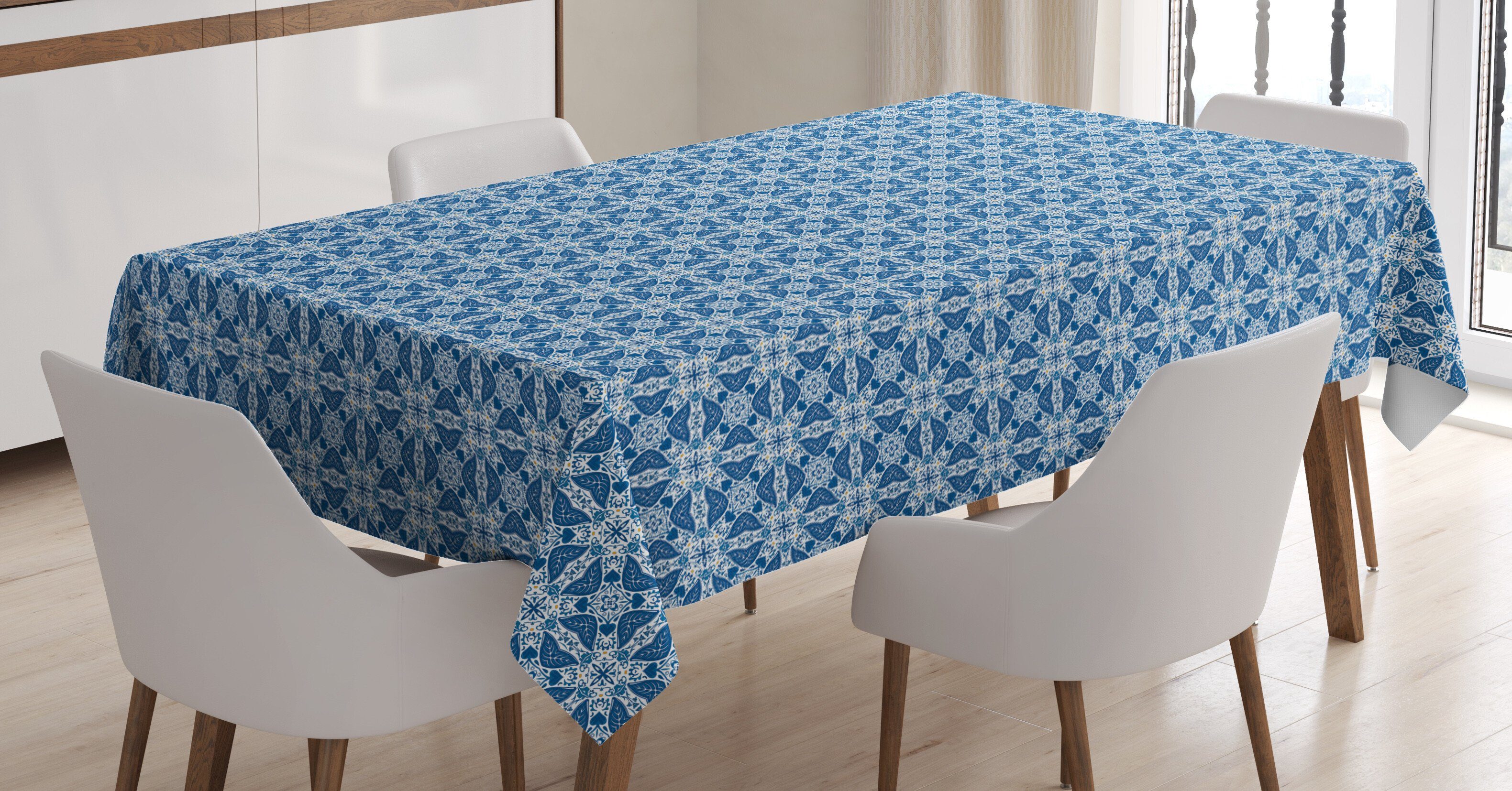 Abakuhaus Tischdecke Farbfest Waschbar Für den Außen Bereich geeignet Klare Farben, Ethnisch Azulejo Fliesen Muster