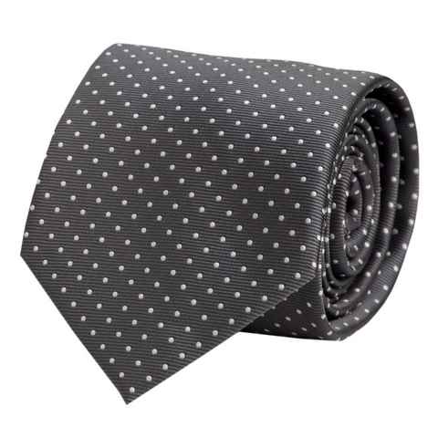 Fabio Farini Krawatte verschiedene Herren Krawatten - Schlips mit Punkten in 8cm Breite (ohne Box, Gepunktet) Breit (8cm), Grau (Weiß)