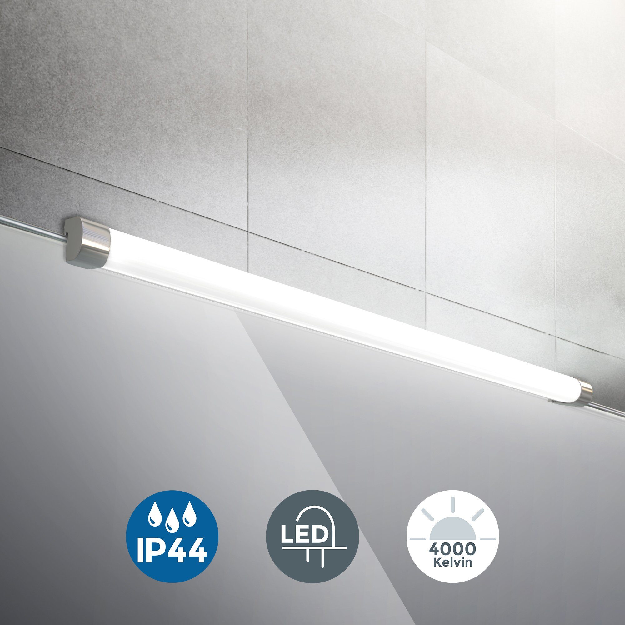 B.K.Licht Spiegelleuchte, LED fest integriert, Neutralweiß, Wand-Leuchte,  Spiegel, Badezimmer, Aufsatz-Lampe, IP44, Schminklicht | Spiegelleuchten