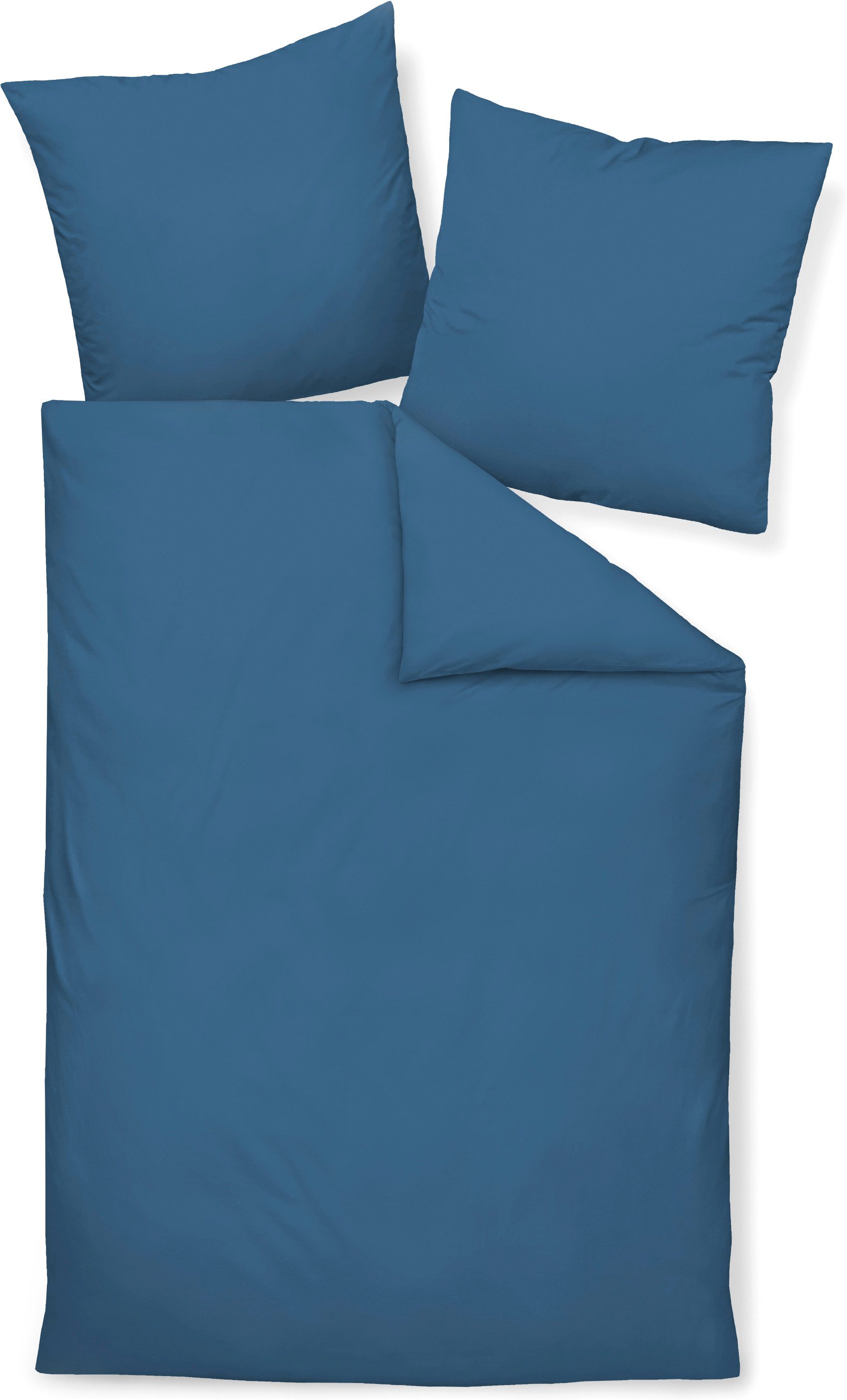 Janine Bettwäsche Colors, Mako-Satin, 2 teilig, feinfädige uni Bettwäsche für alle Jahreszeiten, Markenreißverschluss