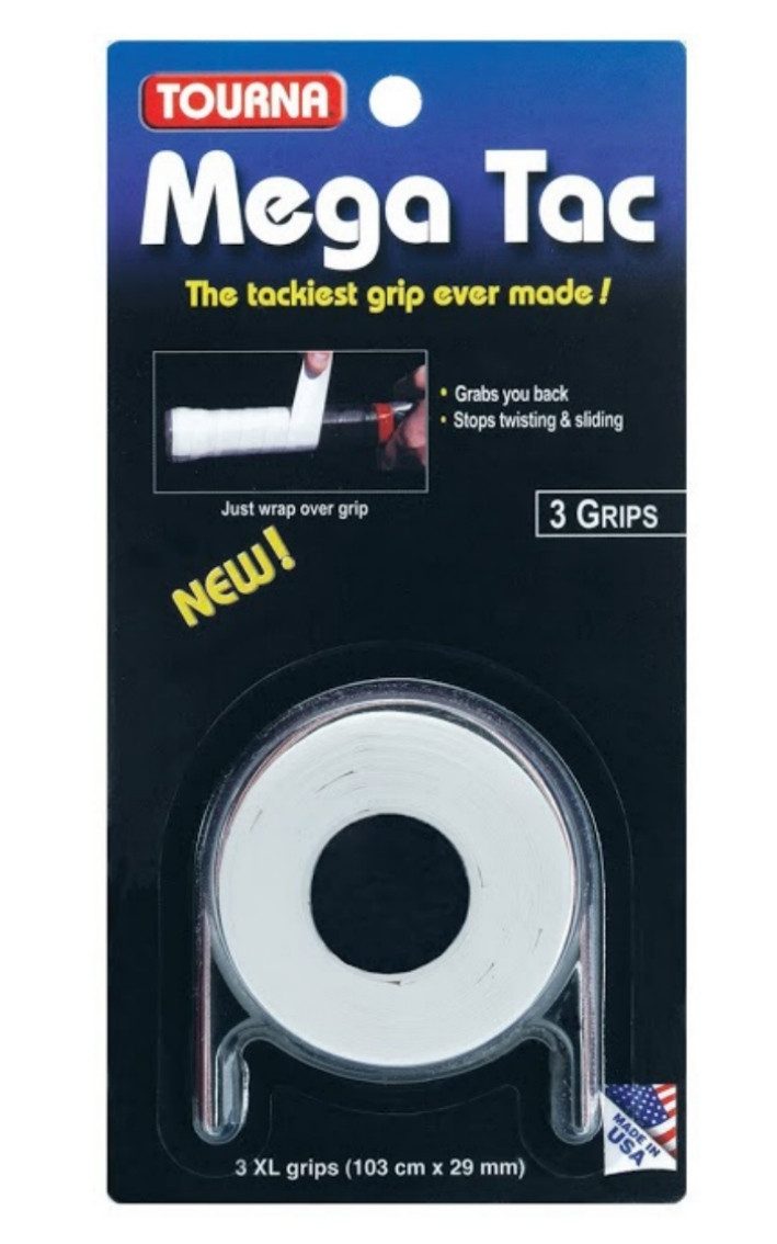 Griffband Overgrip Mega Tac (extreme Griffigkeit, haltbar, breit) weiss 3er