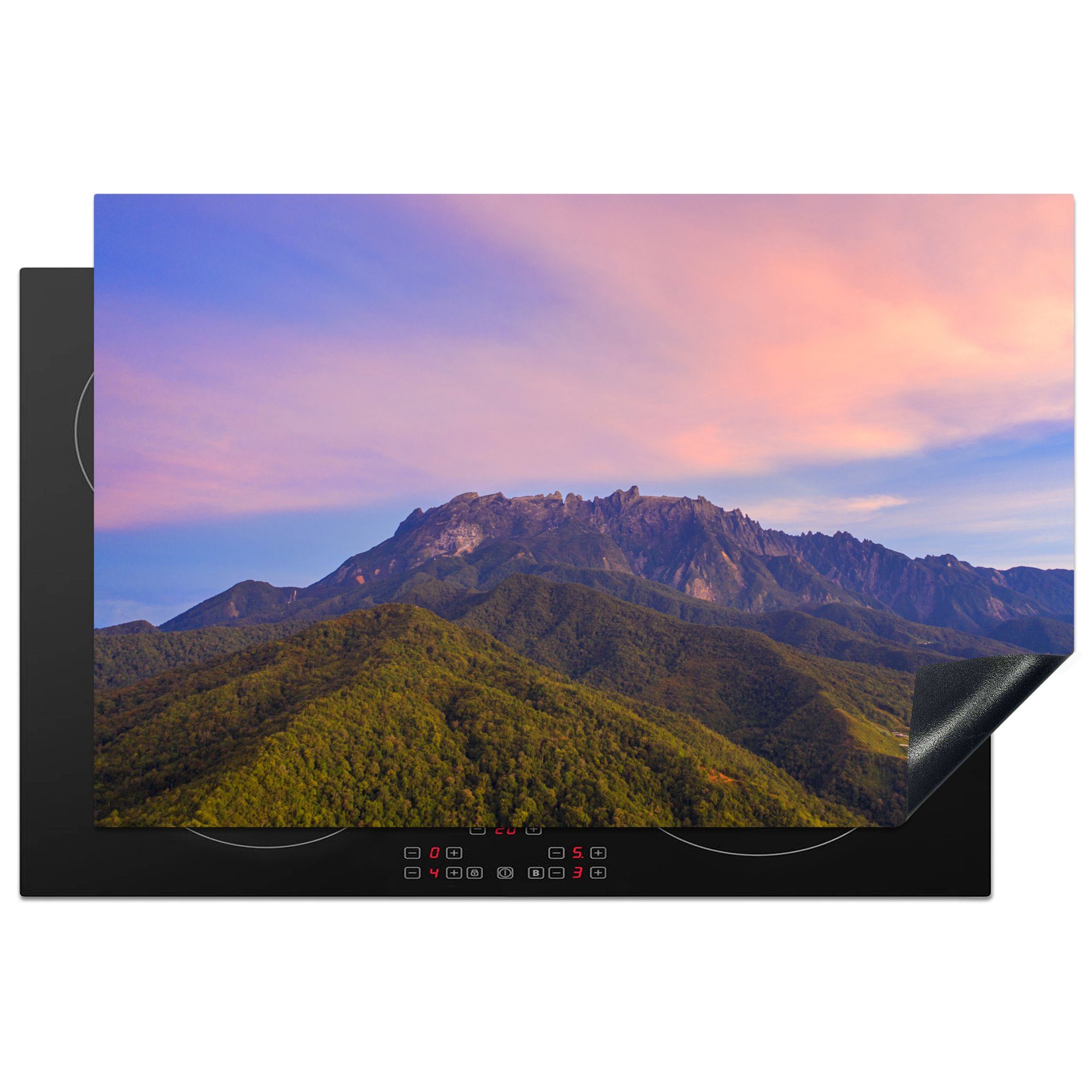 MuchoWow Herdblende-/Abdeckplatte Mount Kinabalu - Malaysia - Himmel, Vinyl, (1 tlg), 81x52 cm, Induktionskochfeld Schutz für die küche, Ceranfeldabdeckung