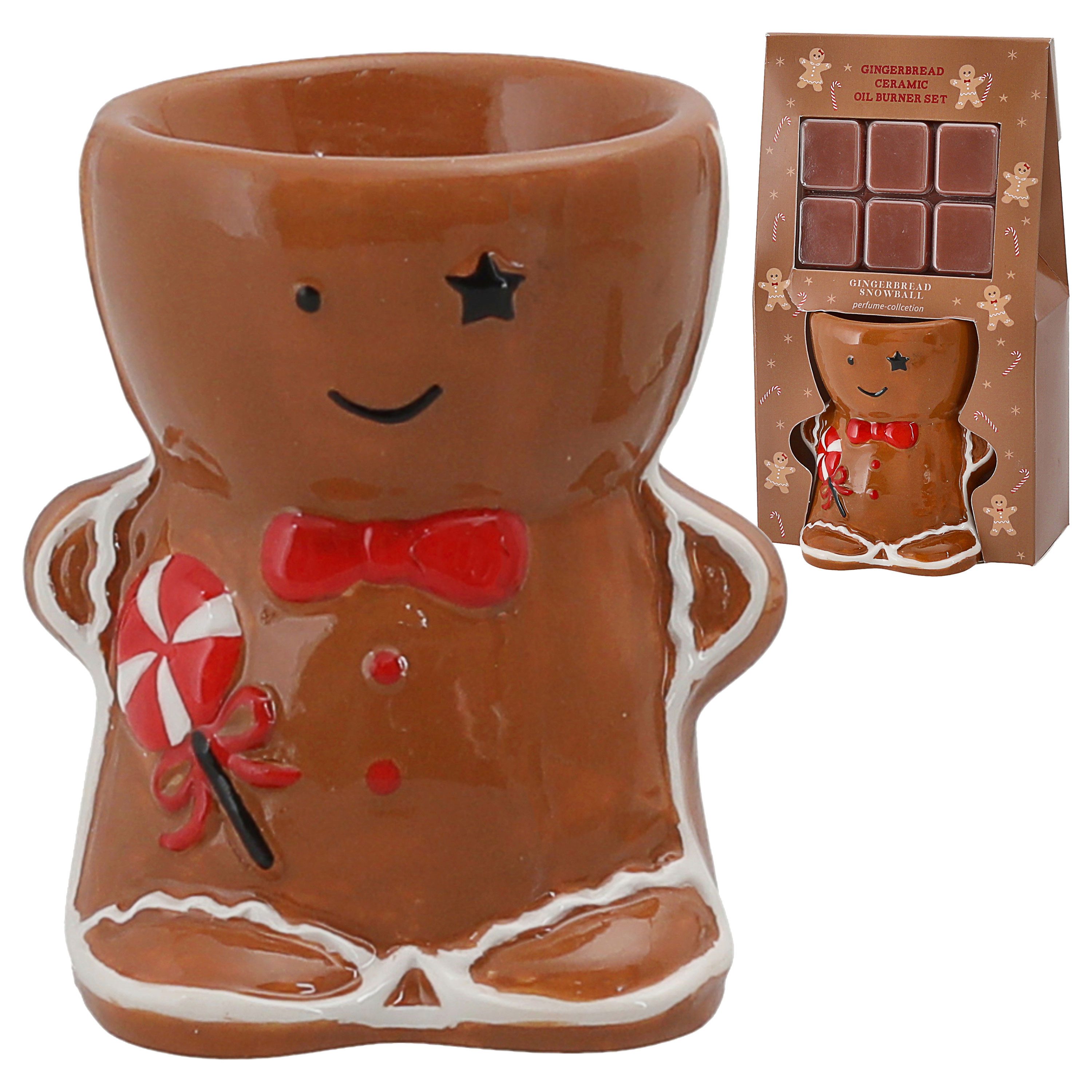 CEPEWA Duftlampe Duftlampe Lebkuchenmann 6x Caramel Cashmere 11x19x7cm Steingut Wachs