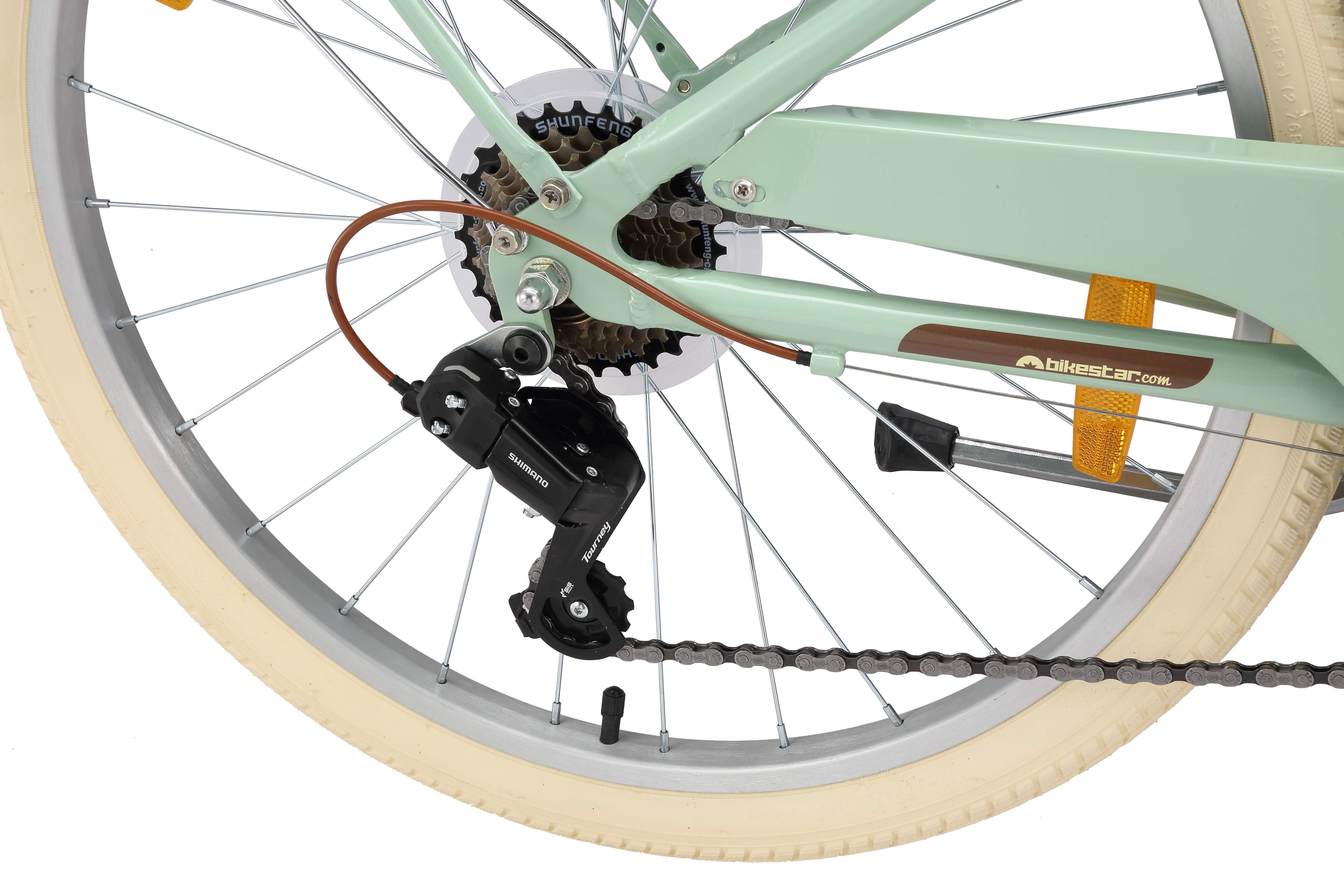 Bikestar Kinderfahrrad Cityrad 24 Zoll Aluminium ab 9 Jahre 7 Gang, 7 Gang, Korb, Gepäckträger, leichtes Treten, ergonomischer Rahmen