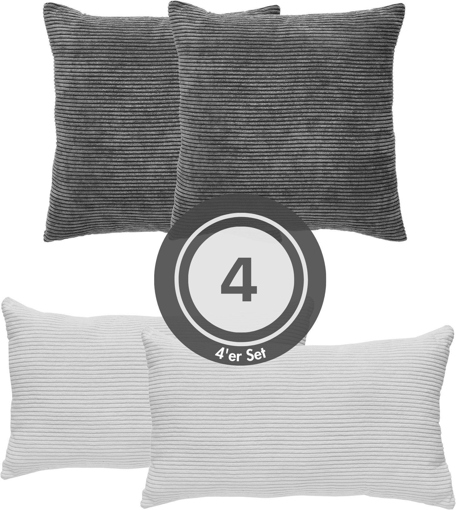 Andiamo Dekokissen Cord Kissen Emy, 4er Set, Kissenhülle mit Füllung, Sofak günstig online kaufen