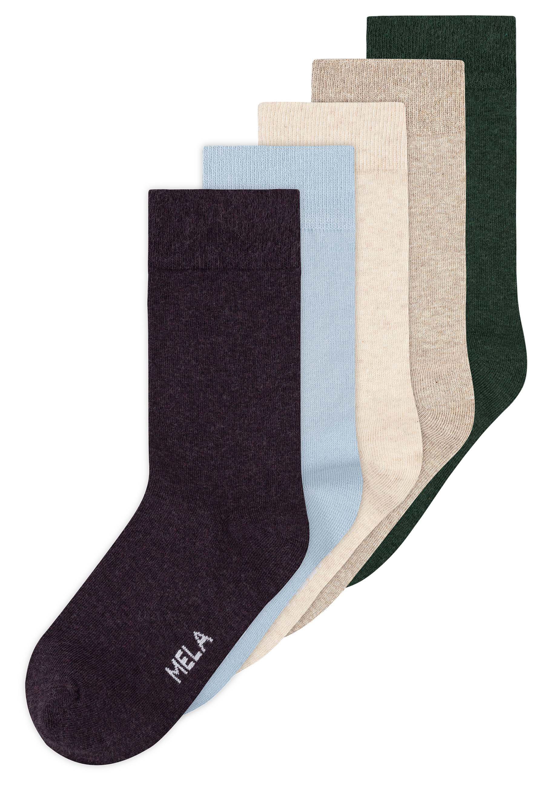 MELA Socken Basic Socken 5 Paare Frei von Polyester und Polyamid.