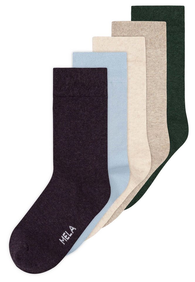 MELA Socken Basic Socken 5 Paare Frei von Polyester und Polyamid.