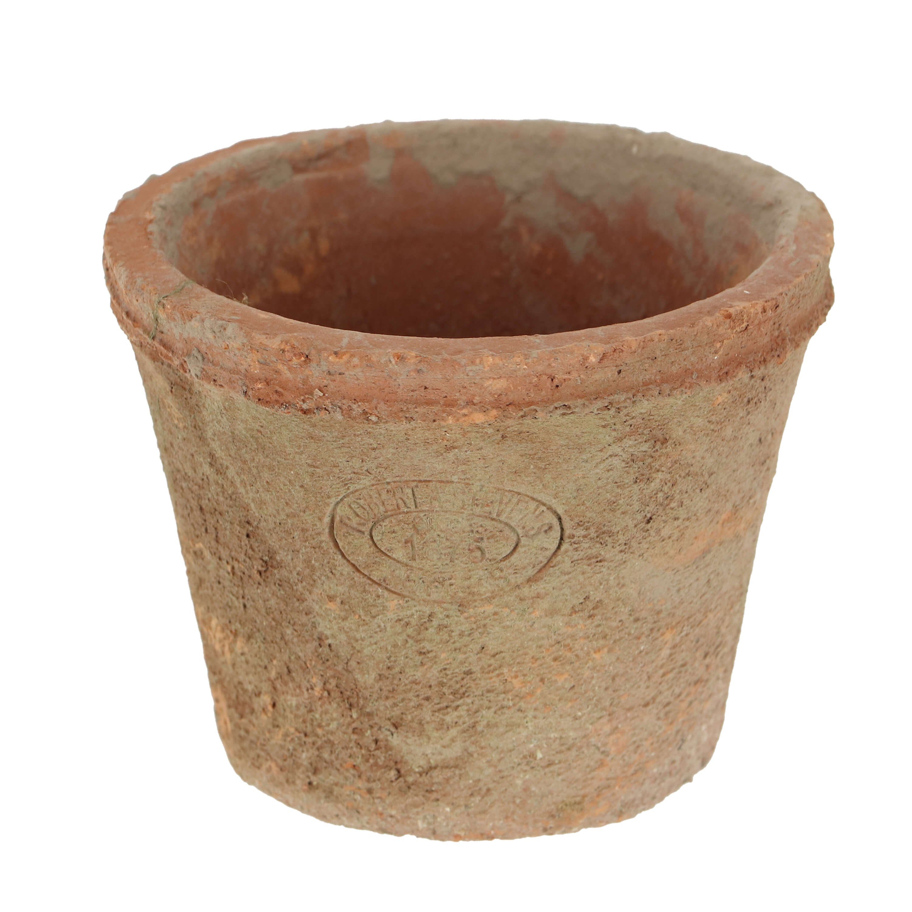 Dekowunder Übertopf Terracotta Blumentopf Landhausstil Pflanztopf rund mit Ablaufloch 8cm