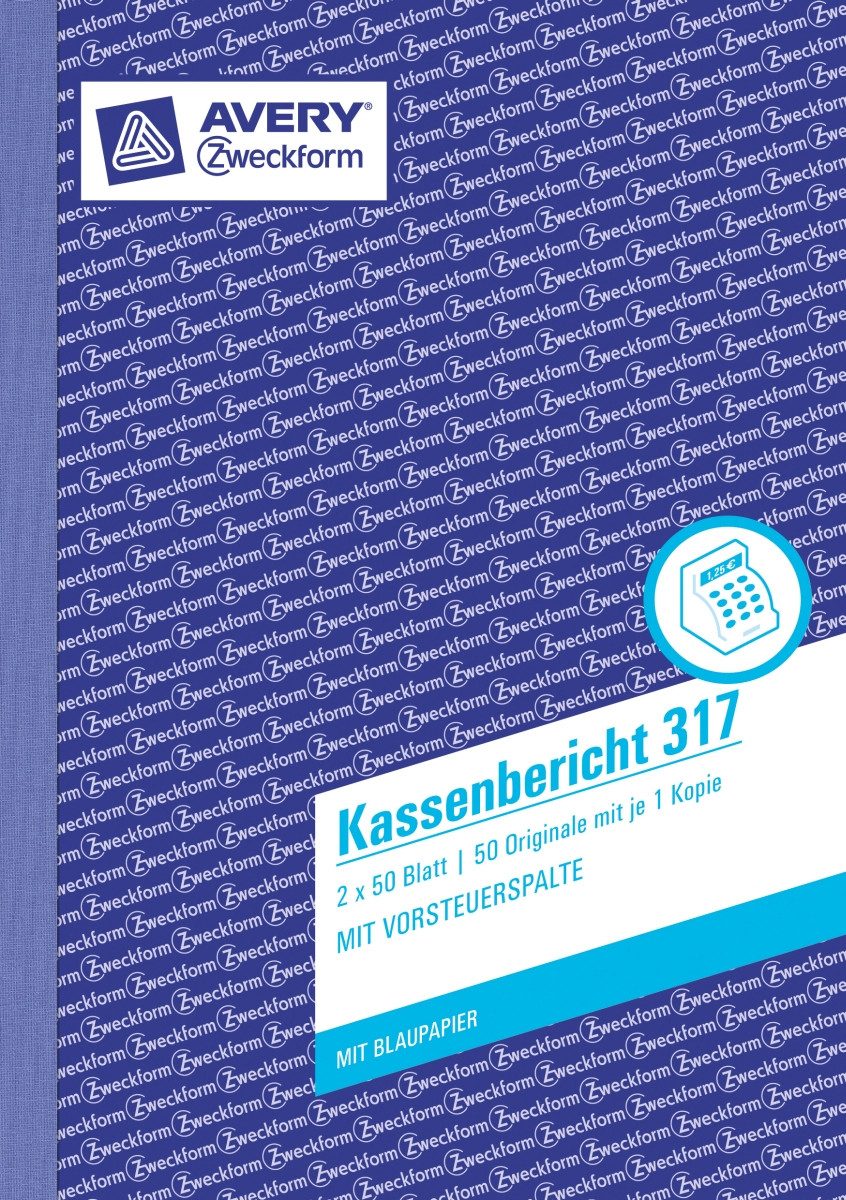 Formularblock Formularbuch Kassenbericht A5 vorgelocht 2x50 Blatt mit Ausfüllhilfe.