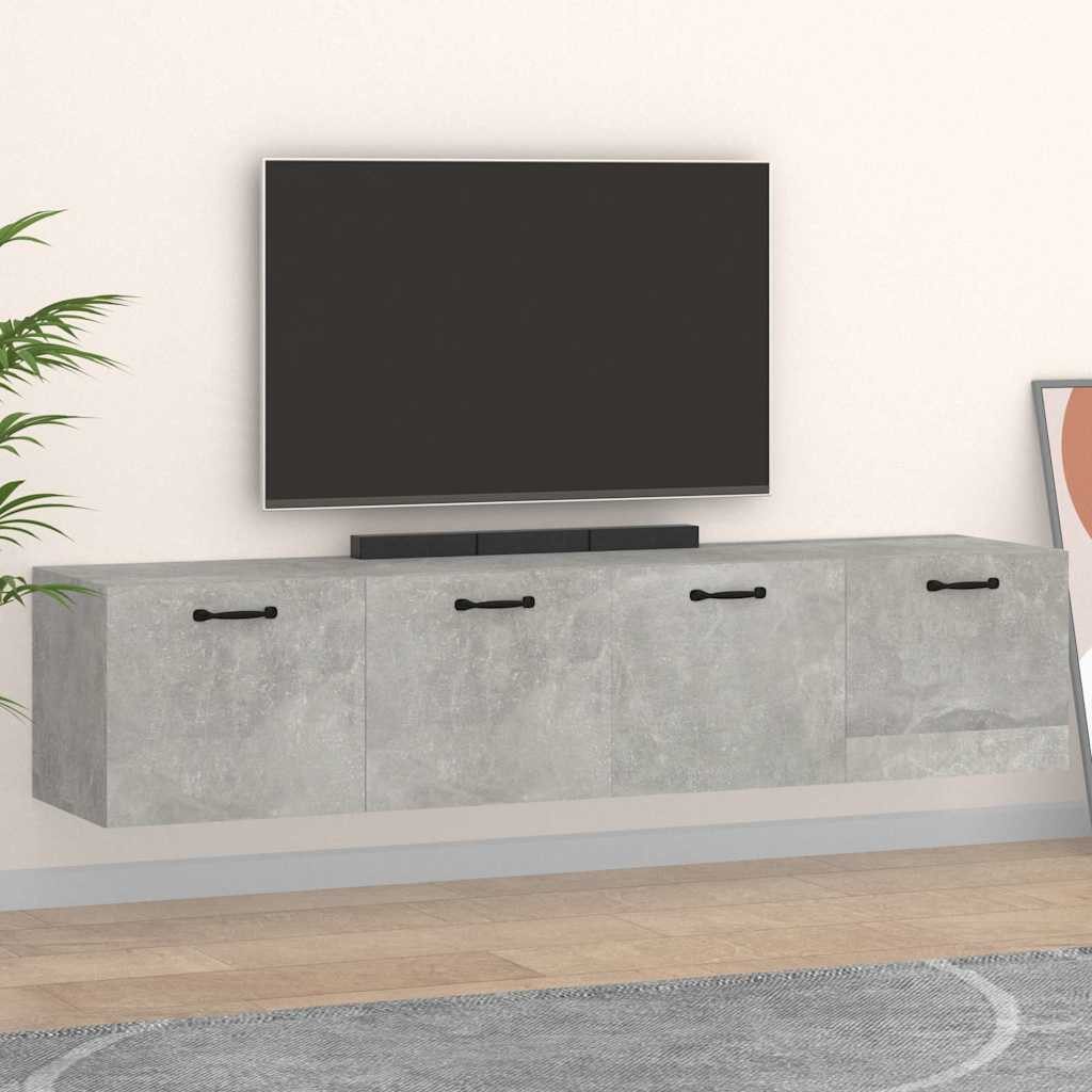 furnicato Wandhängeschrank 2er Set Wandschrank 60 x 36,5 x 35 cm Betongrau, 1-tlg., Stauraum-Regal mit zwei Fächern für eine organisierte Wandmontage