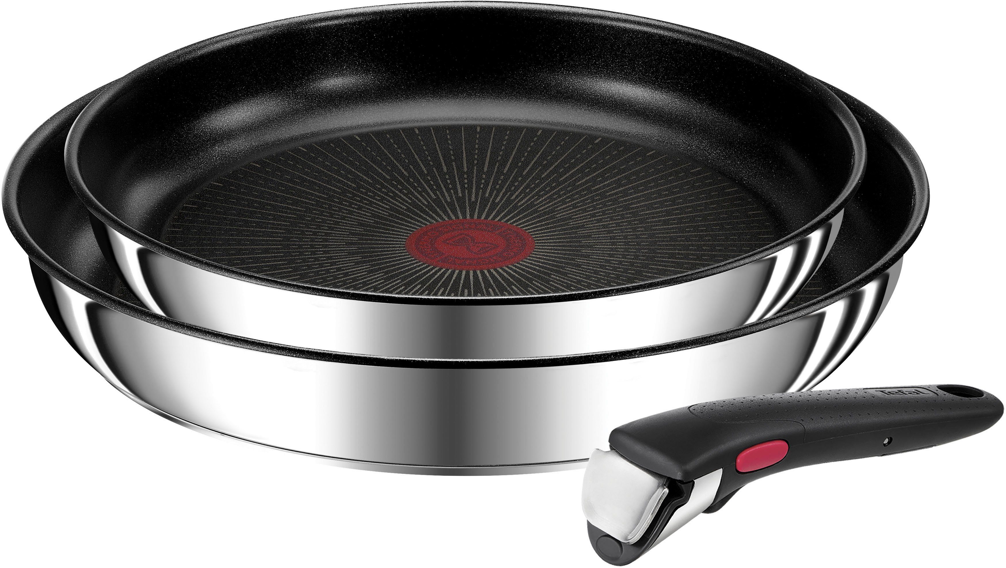 Tefal Сковороди-Set Ingenio Preference, Edelstahl (Set, 3-tlg., Tefal Ingenio Preference Сковородиset Ø 24, 28 cm, Griff), stapelbar, Antihaftversiegelung, Induktion, Made in France, kompakt