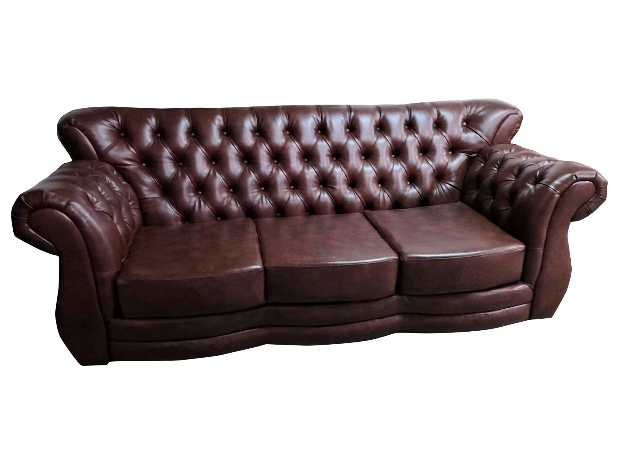 JVmoebel Chesterfield-Sofa Klassisches großes 3-Sitzer-Sofa aus braunem Chesterfield-Leder