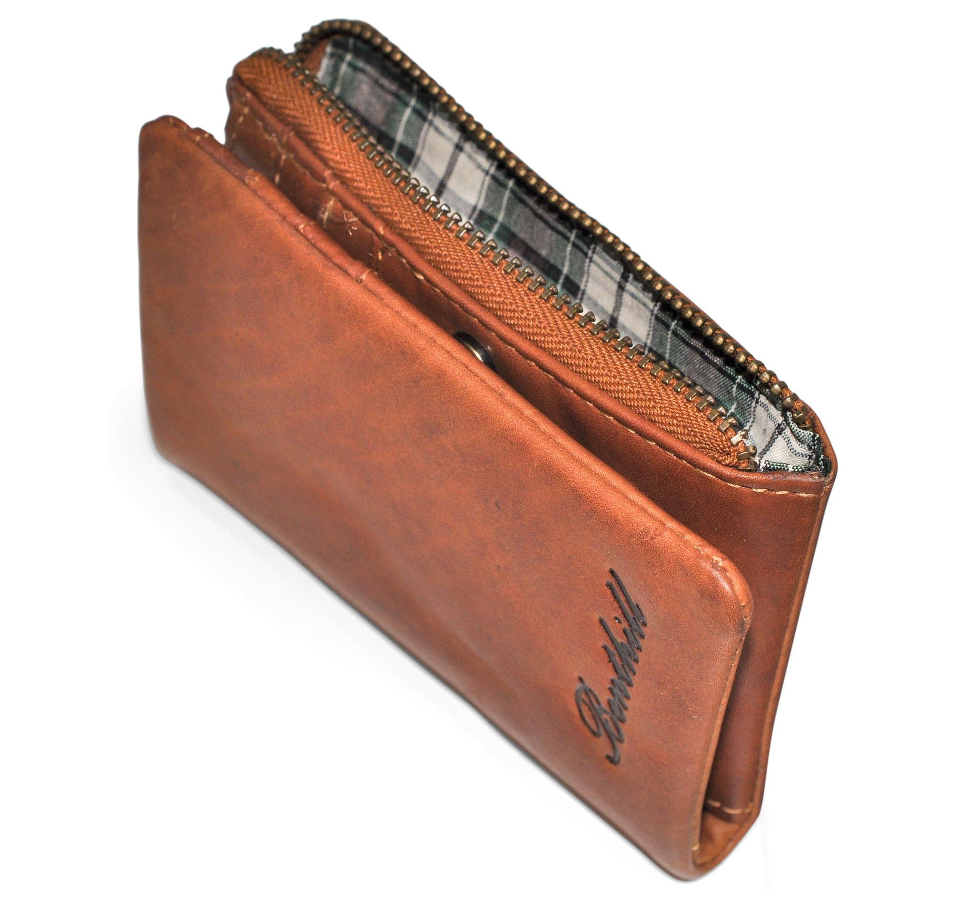 Benthill Geldbörse Klein Echt Leder Geldbeutel RFID Schutz 6 Kartenfächer Slim-Wallet, RFID-Schutz Kartenfächer Münzfach Reißverschlussfach – Bild 5 von 5