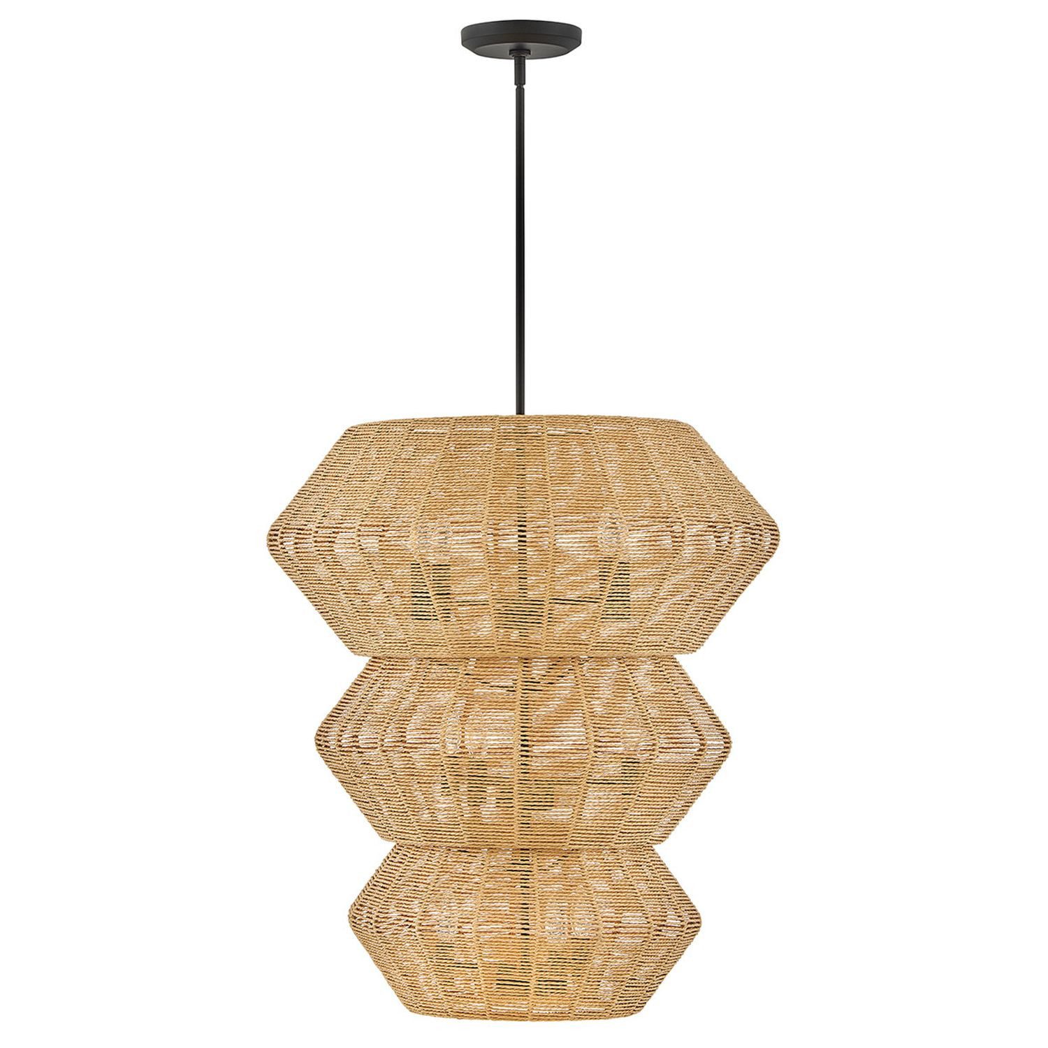 Licht-Erlebnisse Pendelleuchte ESMOND, ohne Leuchtmittel, Korbschirm Rattan Metall groß Ø 71 cm H: max. 165.3 cm 10x E14 Boho