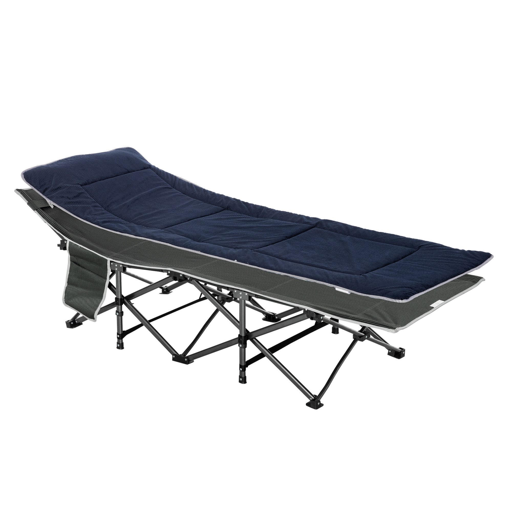 Feldbett Klappbares Campingbett mit Kopfkissen und Seitentasche, komfortabel