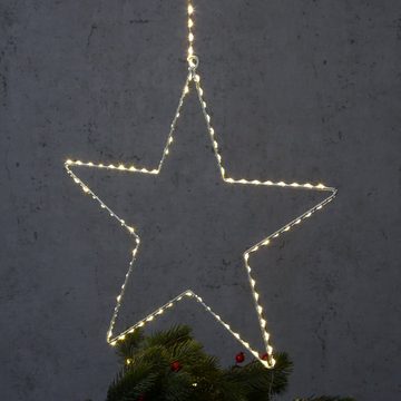 MARELIDA LED-Stern für außen Leuchtstern Metallstern 140LED 40cm Weihnachtsstern Timer Innen/Außen, warmweiß (2100K bis 3000K)