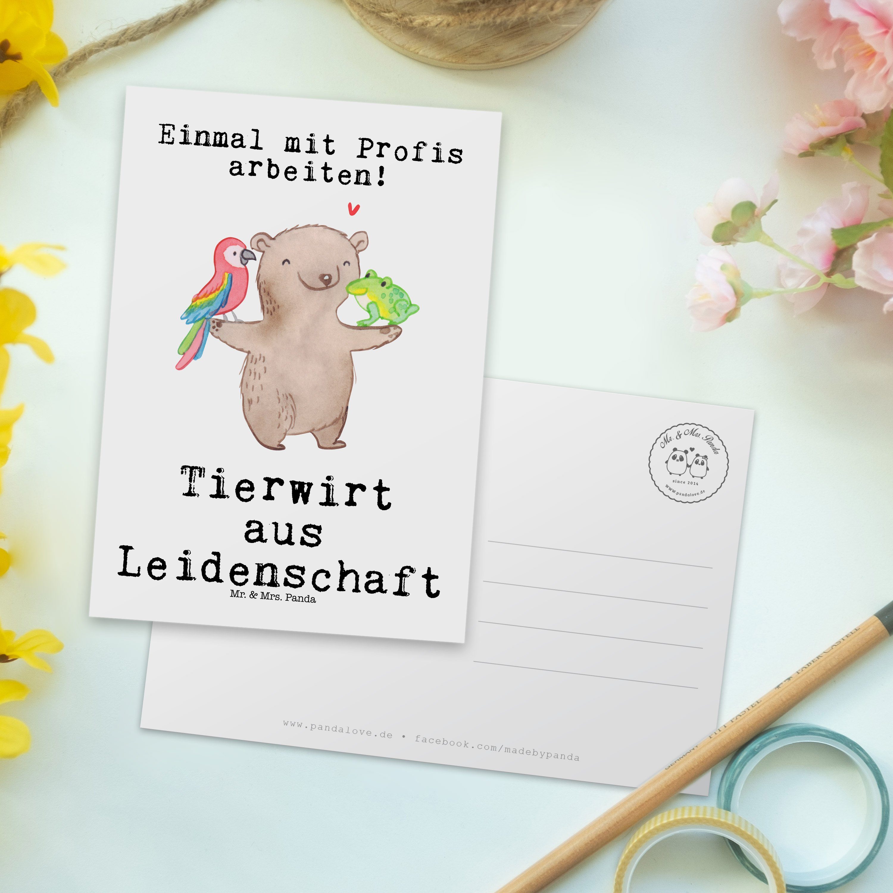 Mr. & Mrs. Weiß aus Postkarte Schenken, Tierwirt Leidenschaft - Geschenk, Geburtstagskar Panda 