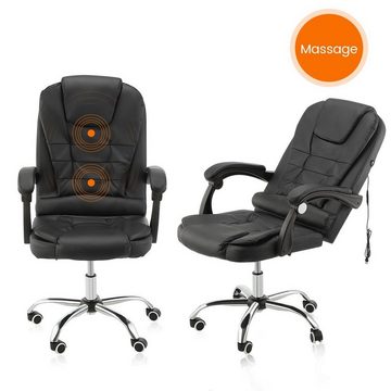 WILGOON Gaming-Stuhl Massagesessel Bürosessel Bürostuhl 2 Punkt Vibrations Massage, Schwarz, Höhenverstellbarer Drehstuhl mit Fußstütze & Massagefunktion