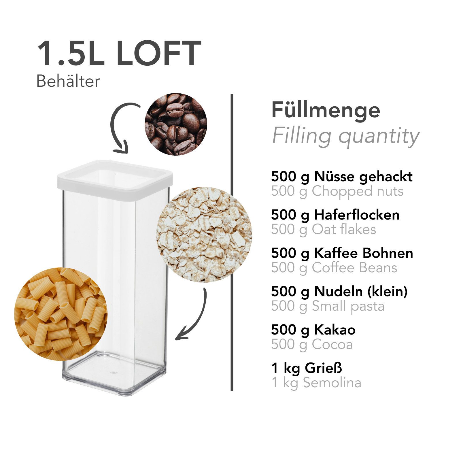 ROTHO Vorratsdose Vorratsdose quadr. 1.5 l LOFT