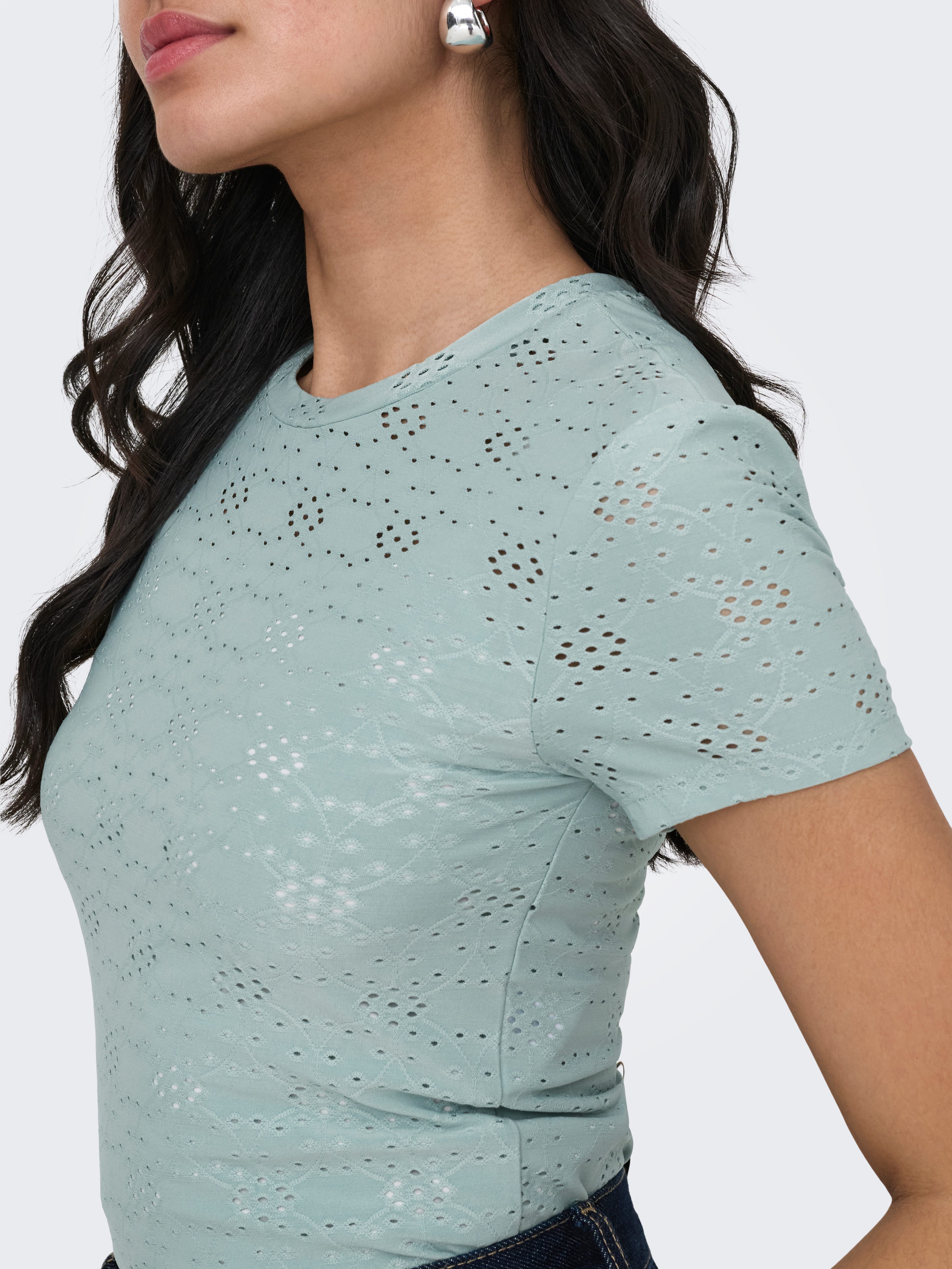 ONLY T-Shirt ONLSMILLA NEW S/S TOP JRS Materialmix, slim fit, Rundhals – Bild 4 von 5