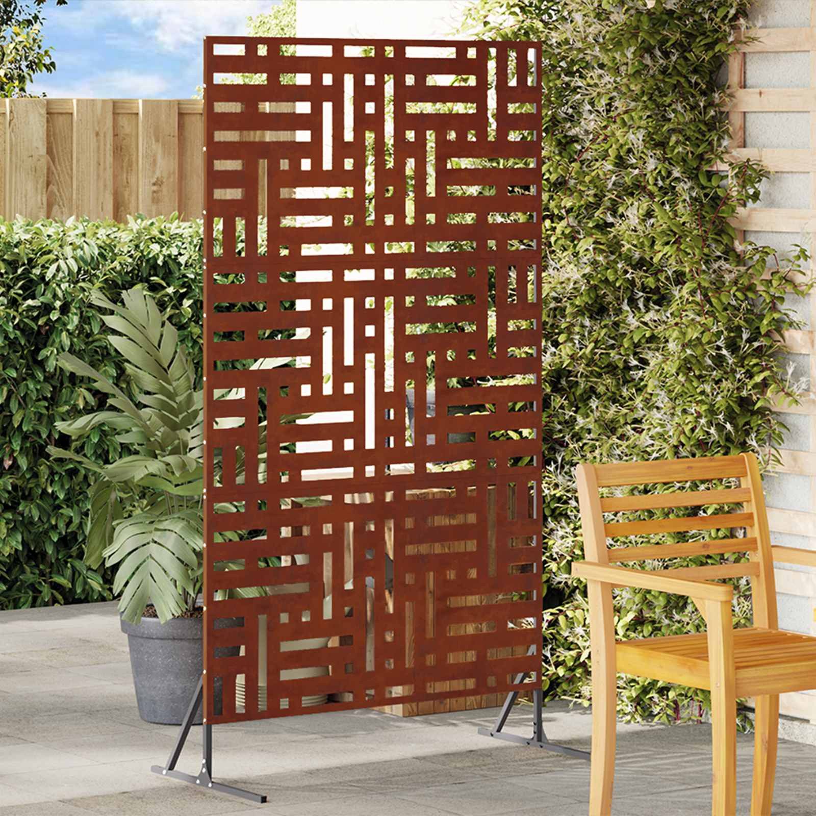vidaXL Gartenzaun Sichtschutz Grau 100 x 50 x 180 cm Wetterfeststahl, (1-St)