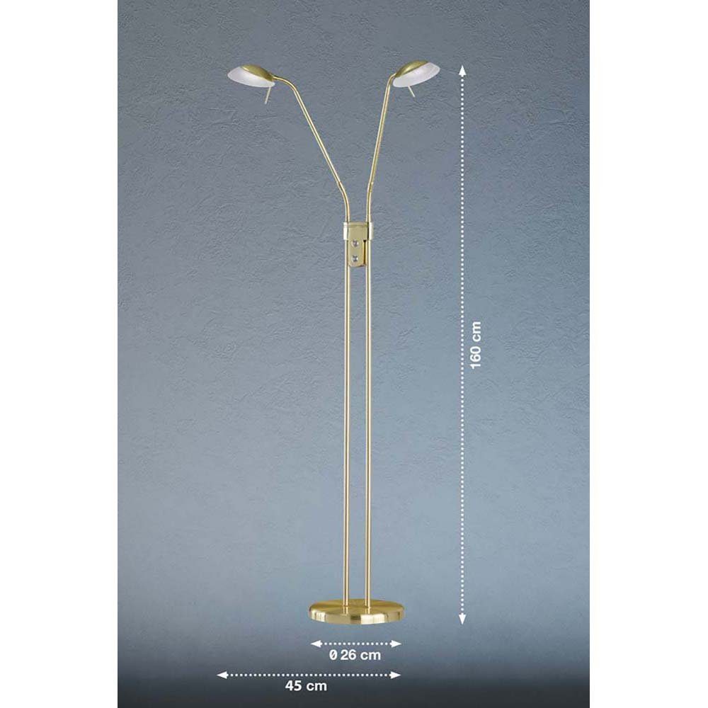 FISCHER & HONSEL LED Stehlampe, LED-Leuchtmittel fest verbaut, Neutralweiß, Warmweiß, Stehlampe Stehleuchte Touchdimmer Wohnzimmerleuchte messing LED 2