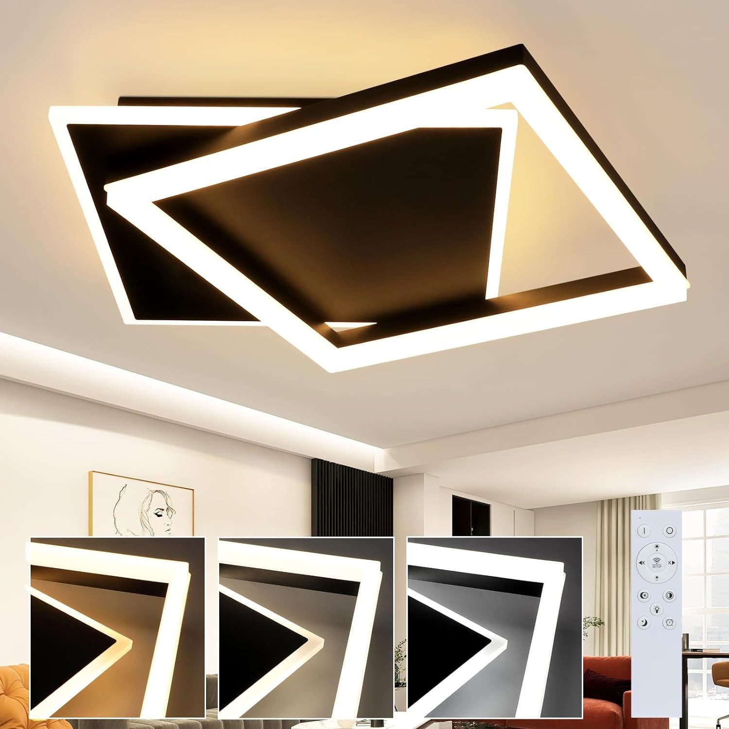 ZMH LED Deckenleuchte Deckenlampe Moderne 44W 44cm Wohnzimmer Esszimmer CCT/mit FB, LED fest integriert, LED fest integriert