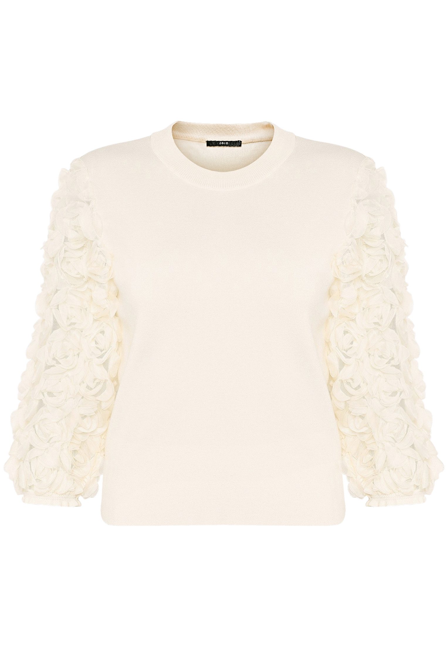 Zero Strickpullover Damen mit 3D Blüten (1-tlg) drapiert / gerafft günstig online kaufen