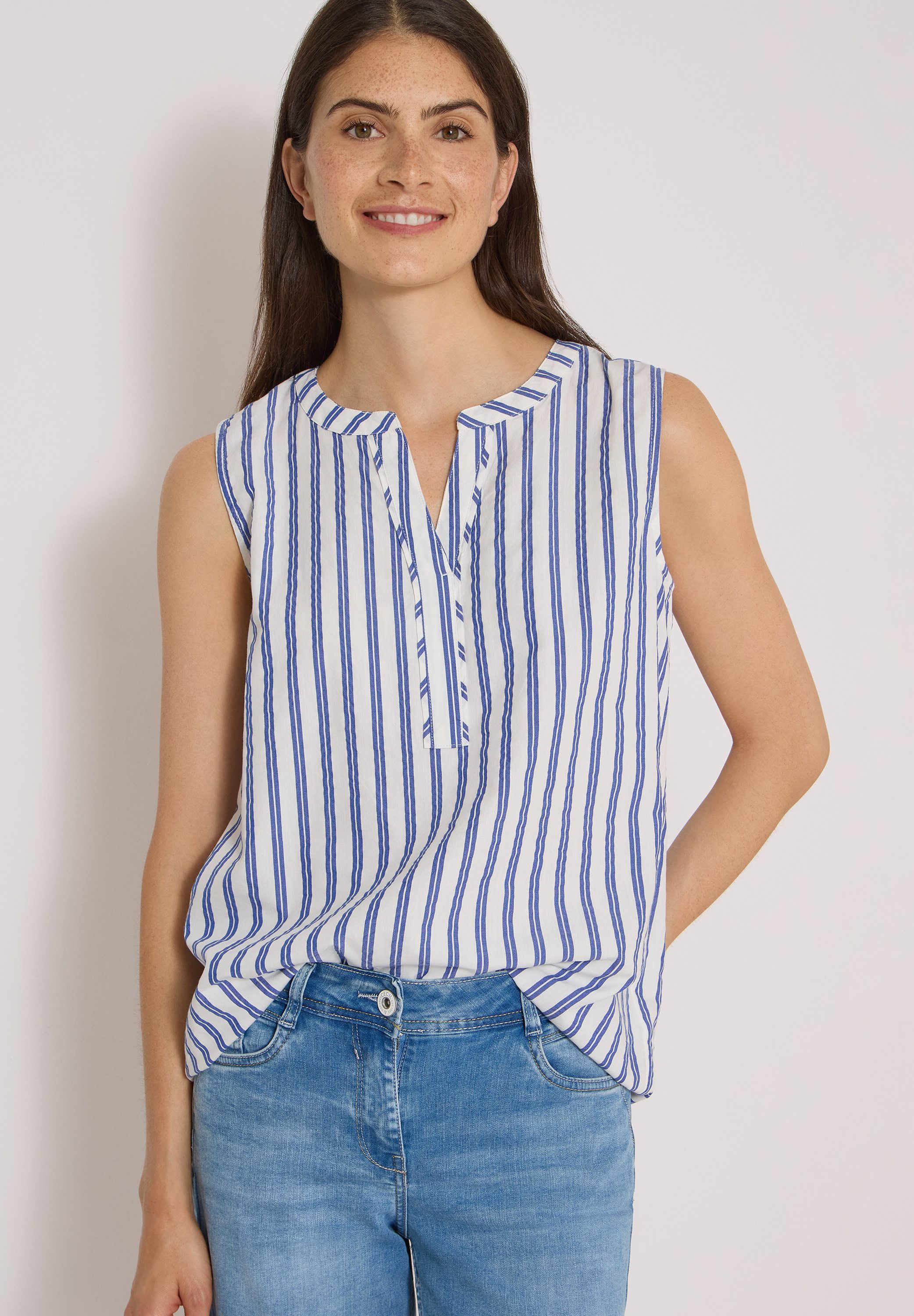 CECIL Blusentop mit gestreiftem Seersucker-Look