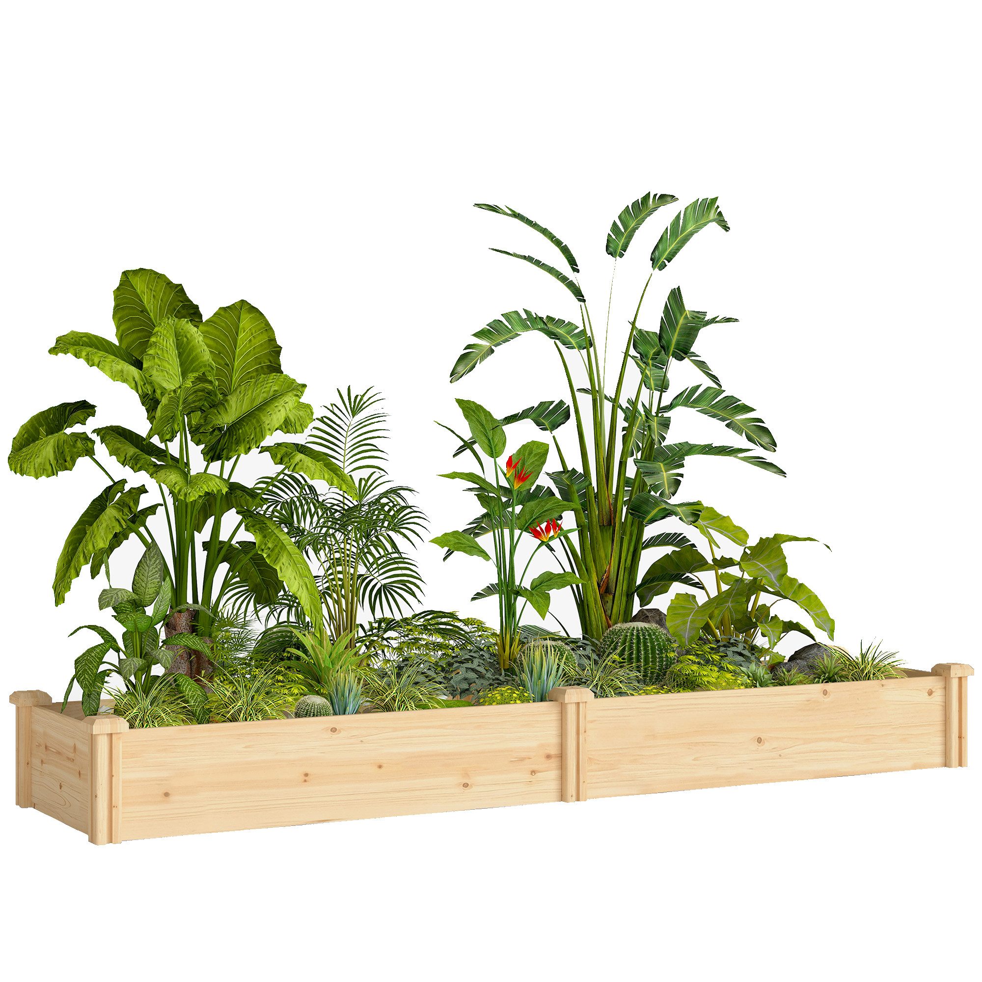Outsunny Hochbeet mit Trennwand, Offenem Boden (Frühbeet, 1 St., Pflanzbeet), Mit Trennwand und offenem Boden