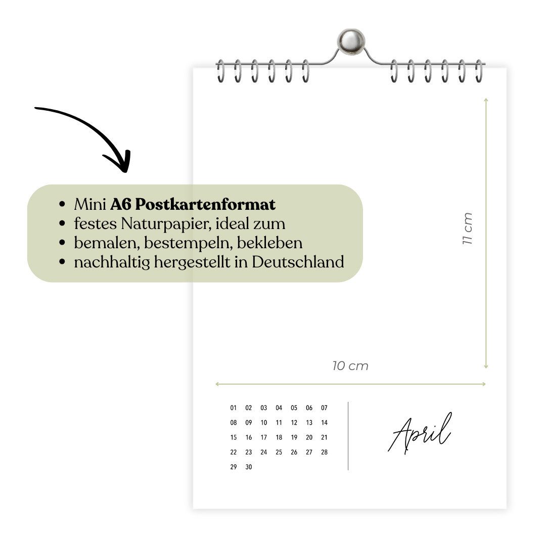 heaven+paper Kalender zum Selbstbasteln Fotokalender SIMPLICITY immerwährend, Wandkalender mit Spiralbindung, Hergestellt in Deutschland