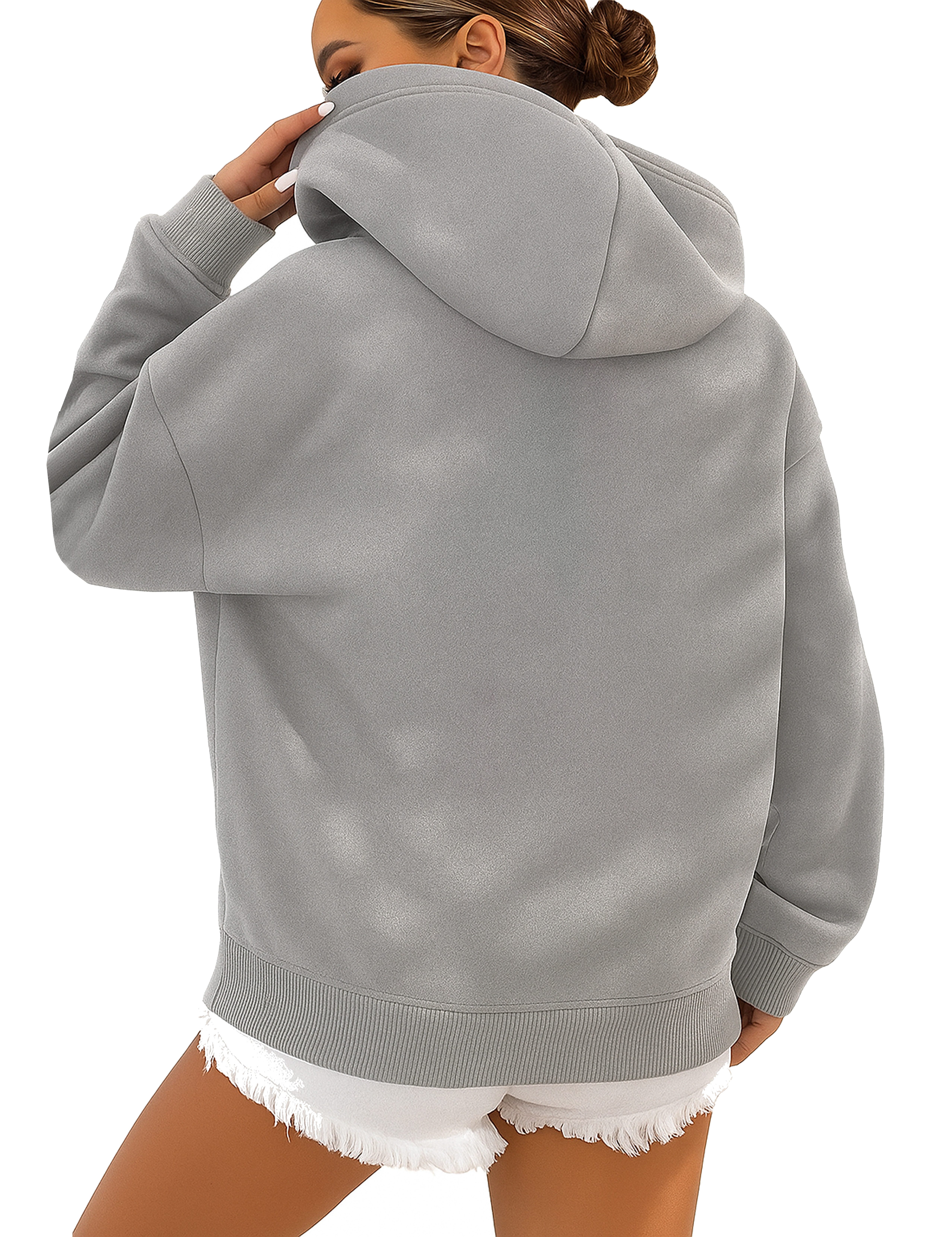 RMK Kapuzenpullover Damen Winter Pullover Basic Oversize