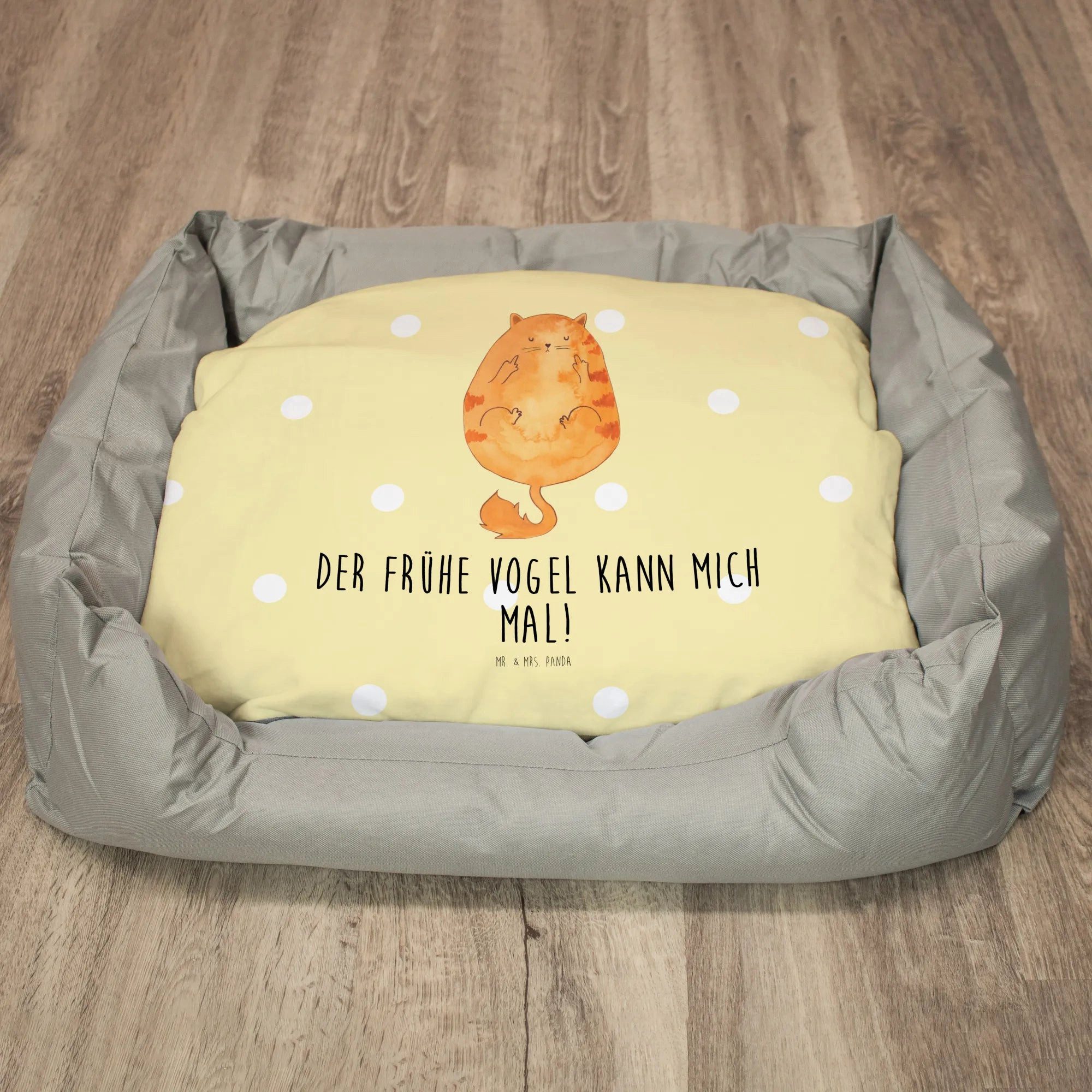 Thumbnail - Mr. & Mrs. Panda Tierbett Katze Frühaufsteher - Gelb Pastell - Geschenk, Katzenprodukte, Körbch, Wärmeschutz