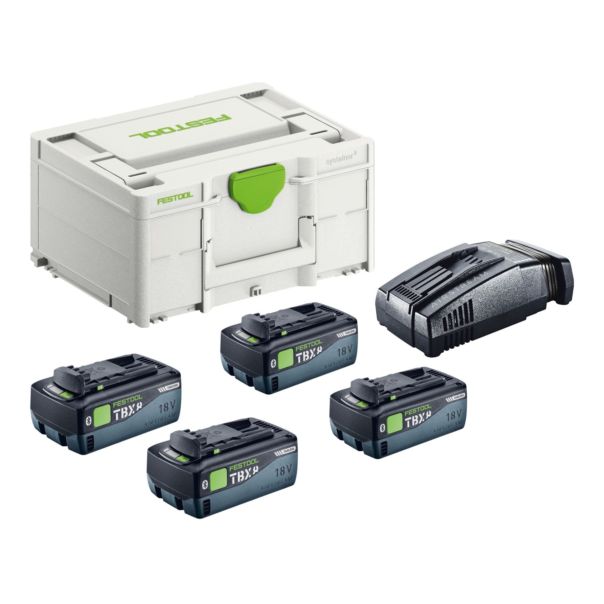 FESTOOL SYS 18V 4xTBX8/SCA16 Energie Set 4x BP 18 TBX 8 ASI Akku + SCA 16 Akkupacks
