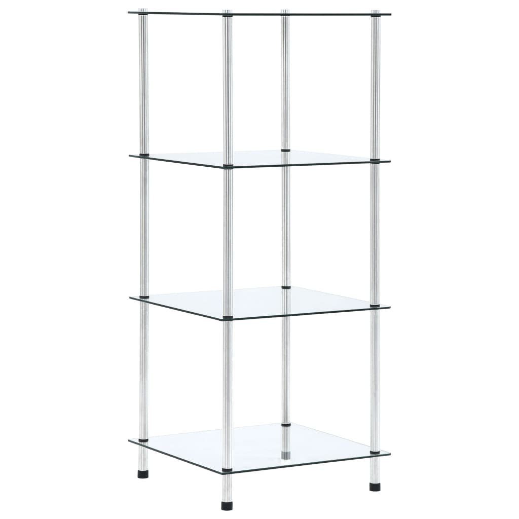 furnicato Bücherregal Regal mit 4 40x40x100 Transparent Ablagen Hartglas cm