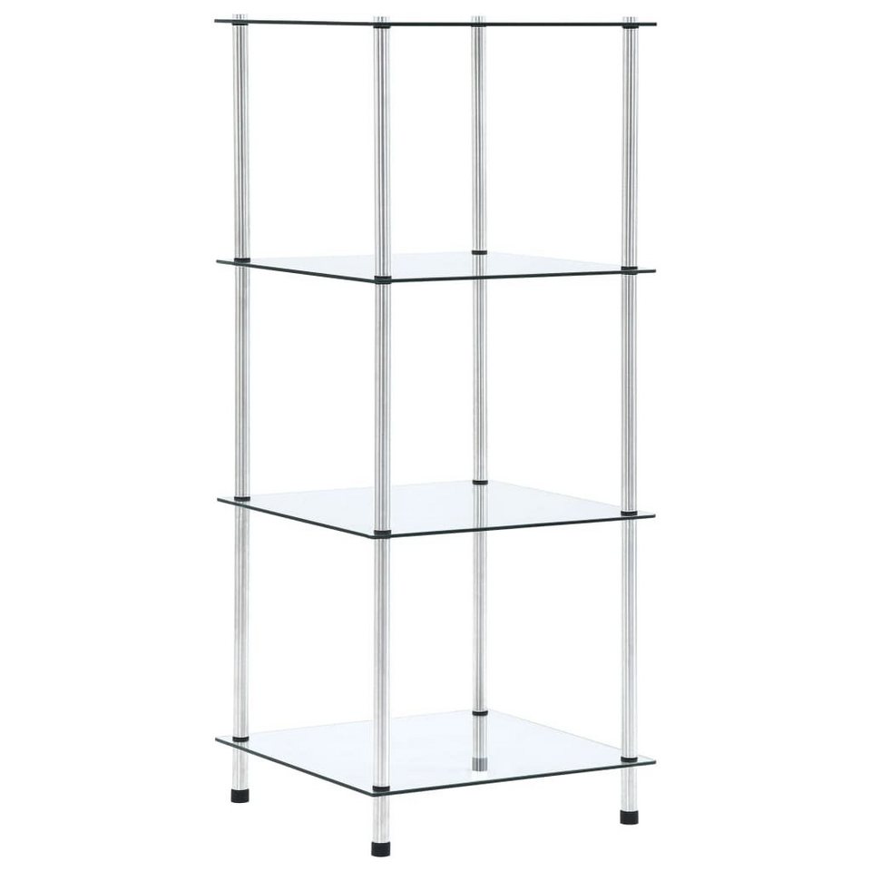 furnicato Bücherregal Regal mit 4 Ablagen Transparent 40x40x100 cm Hartglas