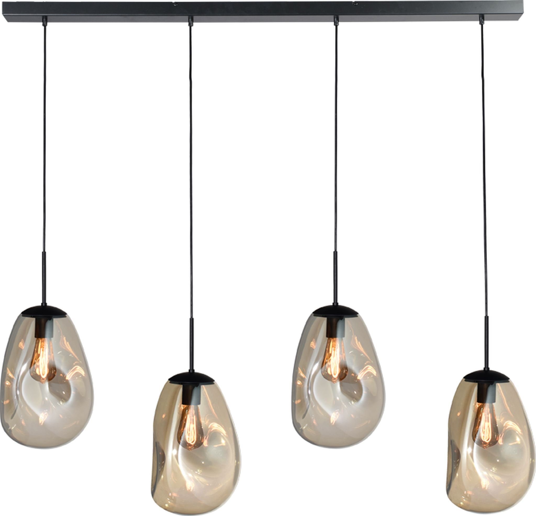 masterlight Pendelleuchte Hängelampe Hängeleuchte Lava 4-flammig Glas Gold 130x24cm, ohne Leuchtmittel, Lichtfarbe ist abhängig vom Leuchtmittel, exklusiv und handgefertigt