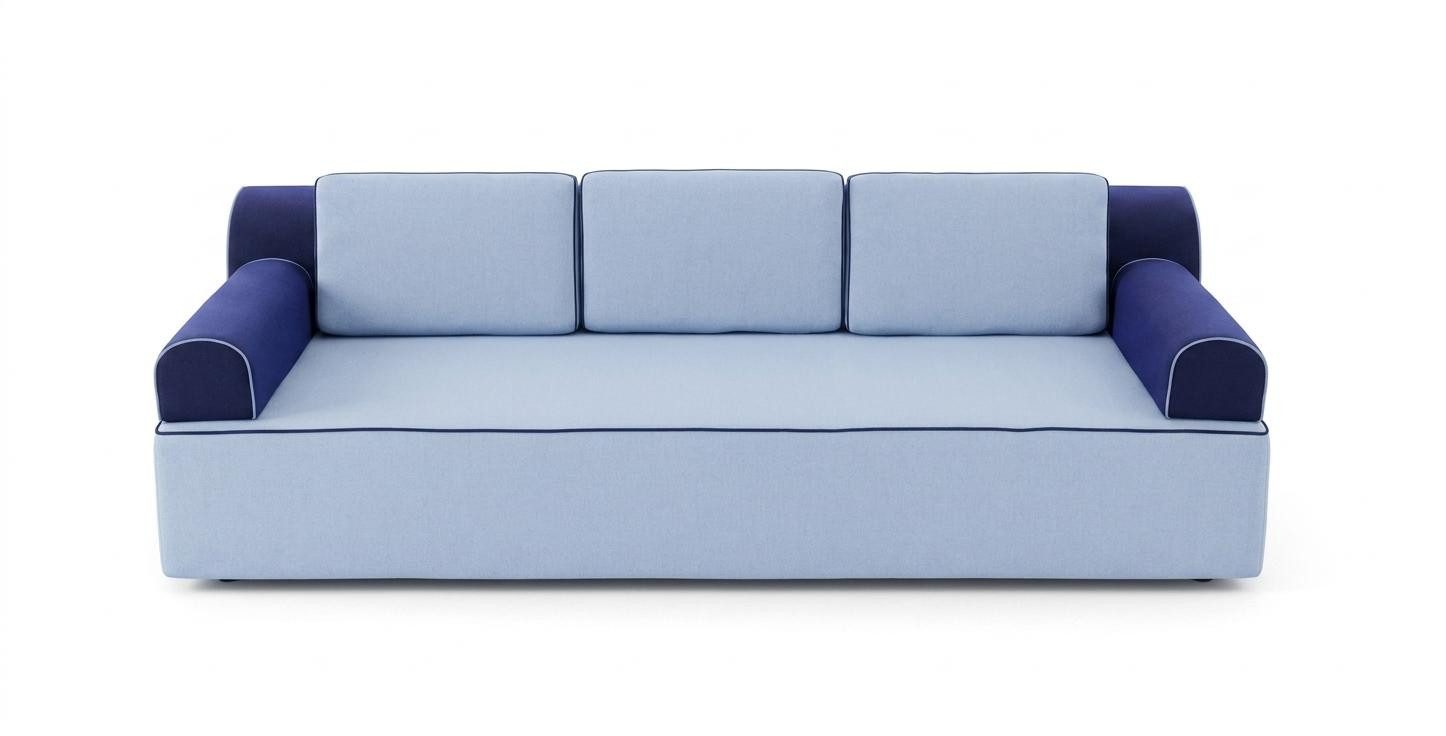 JVmoebel Gartenlounge-Set Sofa Sessel Couchtisch blau bequem geräumig weich modern neu, (1-tlg), Made in Europa