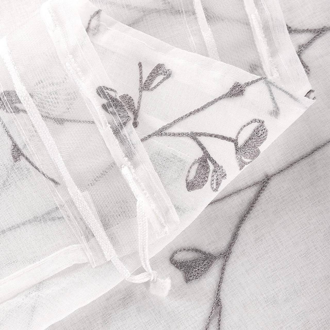 Woltu Gardine (2 St), halbtransparent, transparent Stickerei mit Kräuselban günstig online kaufen