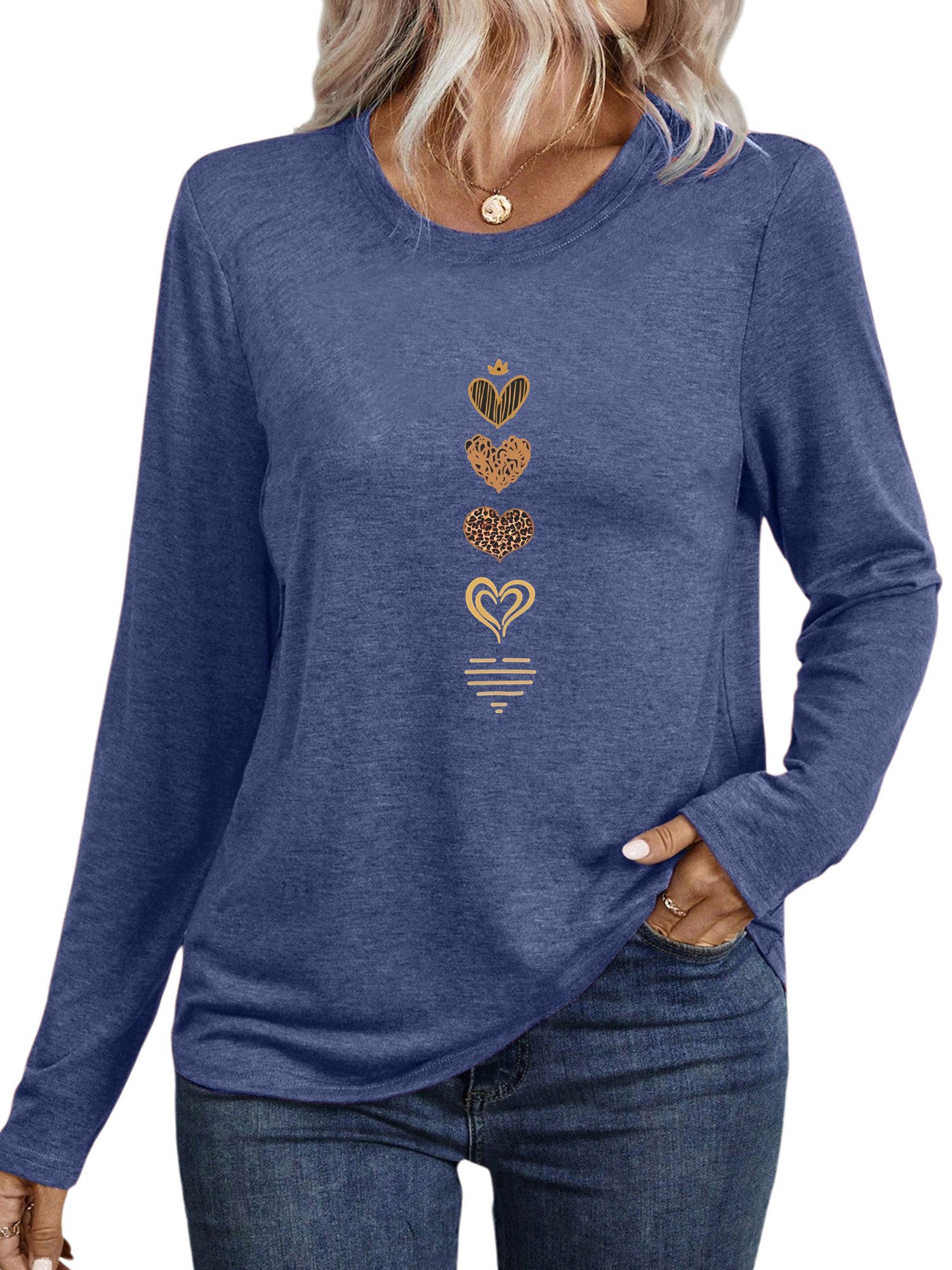 PYLIKE Rundhalsshirt Damen Herbst bequemes Casual günstig online kaufen