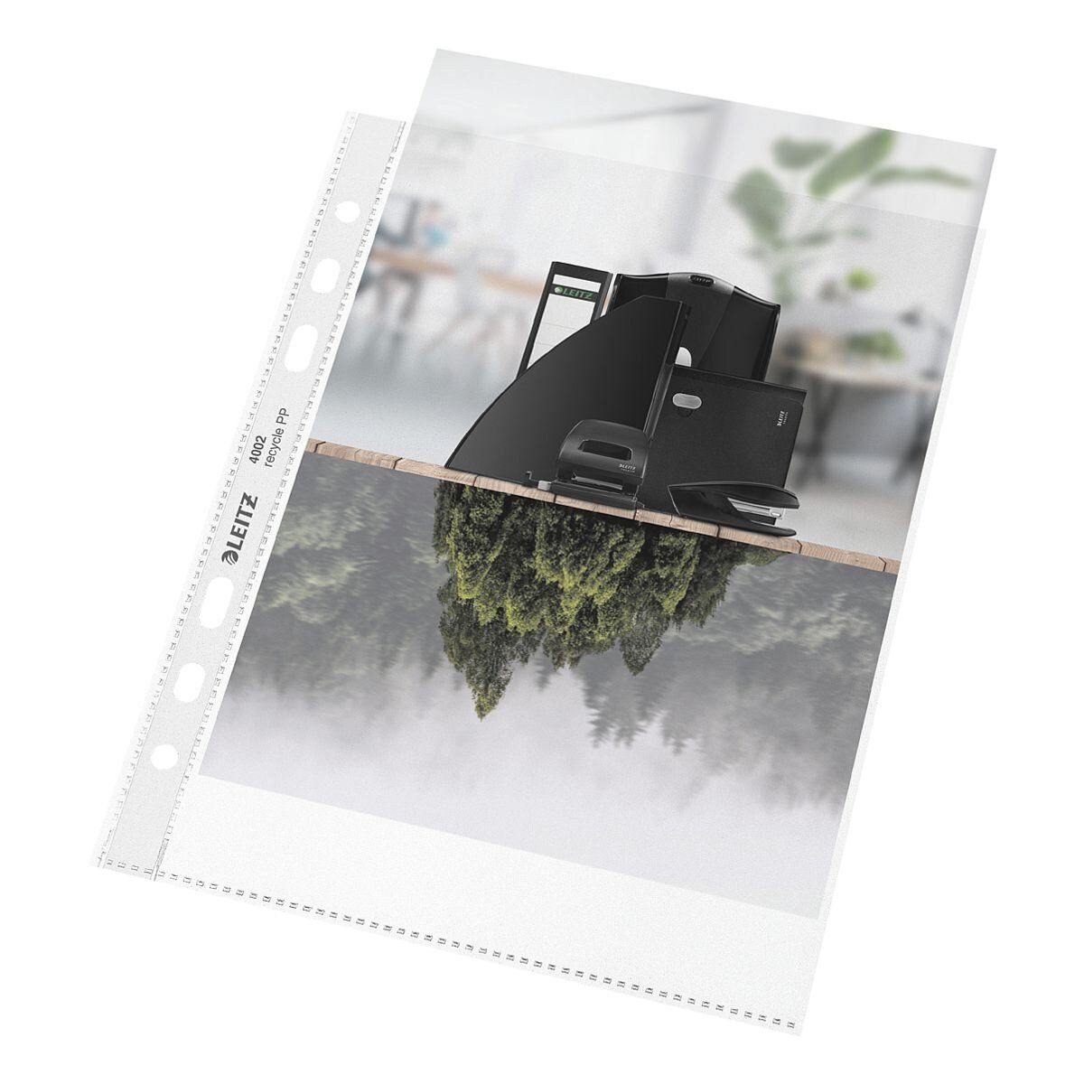 LEITZ Prospekthülle Recycle, 25 Stück, Format A5, genarbt, oben offen, abheftbar