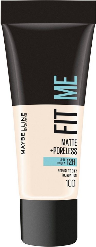 MAYBELLINE NEW YORK Foundation Maybelline New York Fit Me! Matte + Poreless  Make-Up, Mattierendes Make-Up, das sich dem Hautton natürlich anpasst