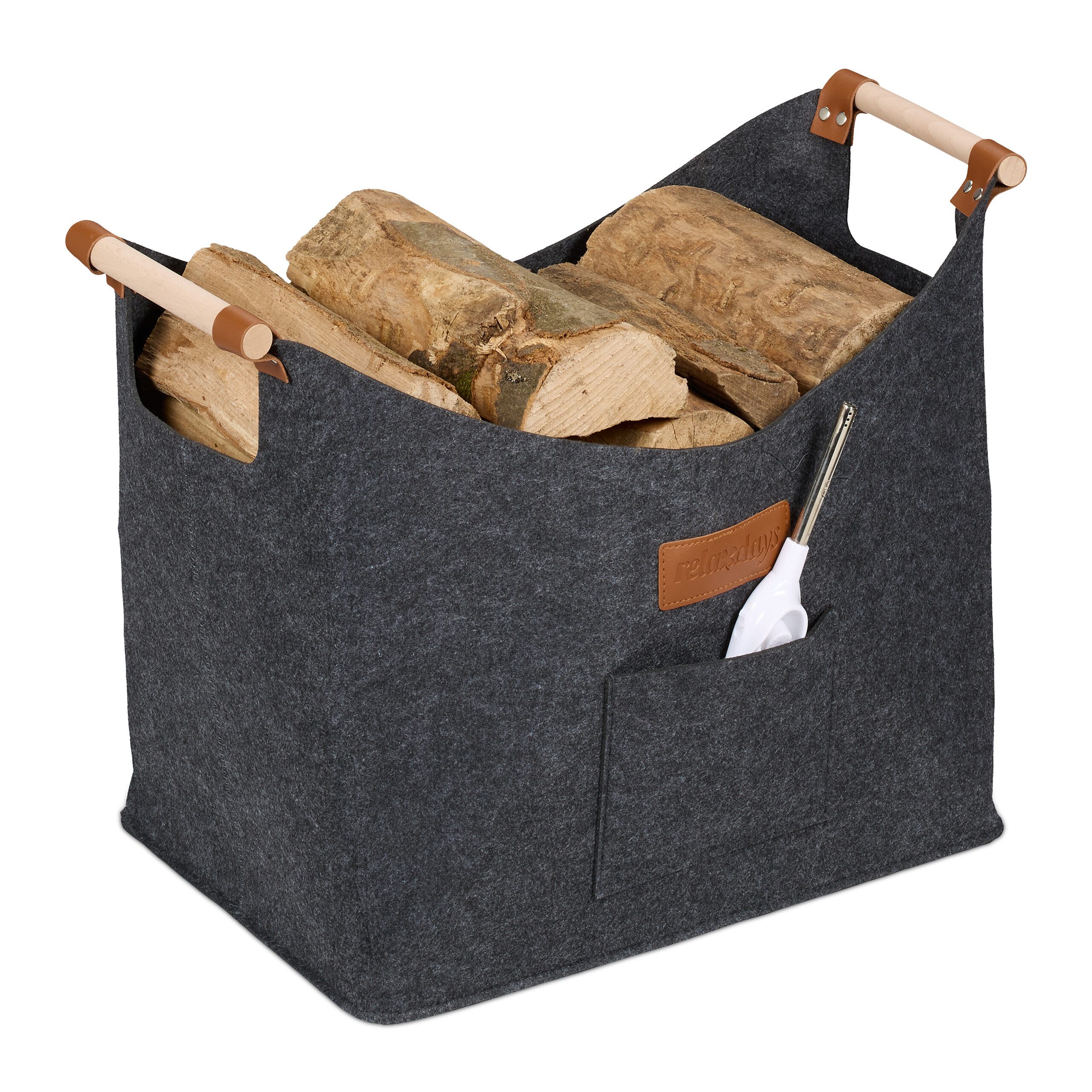 relaxdays Kaminholzkorb aus Filz (1 St) günstig online kaufen