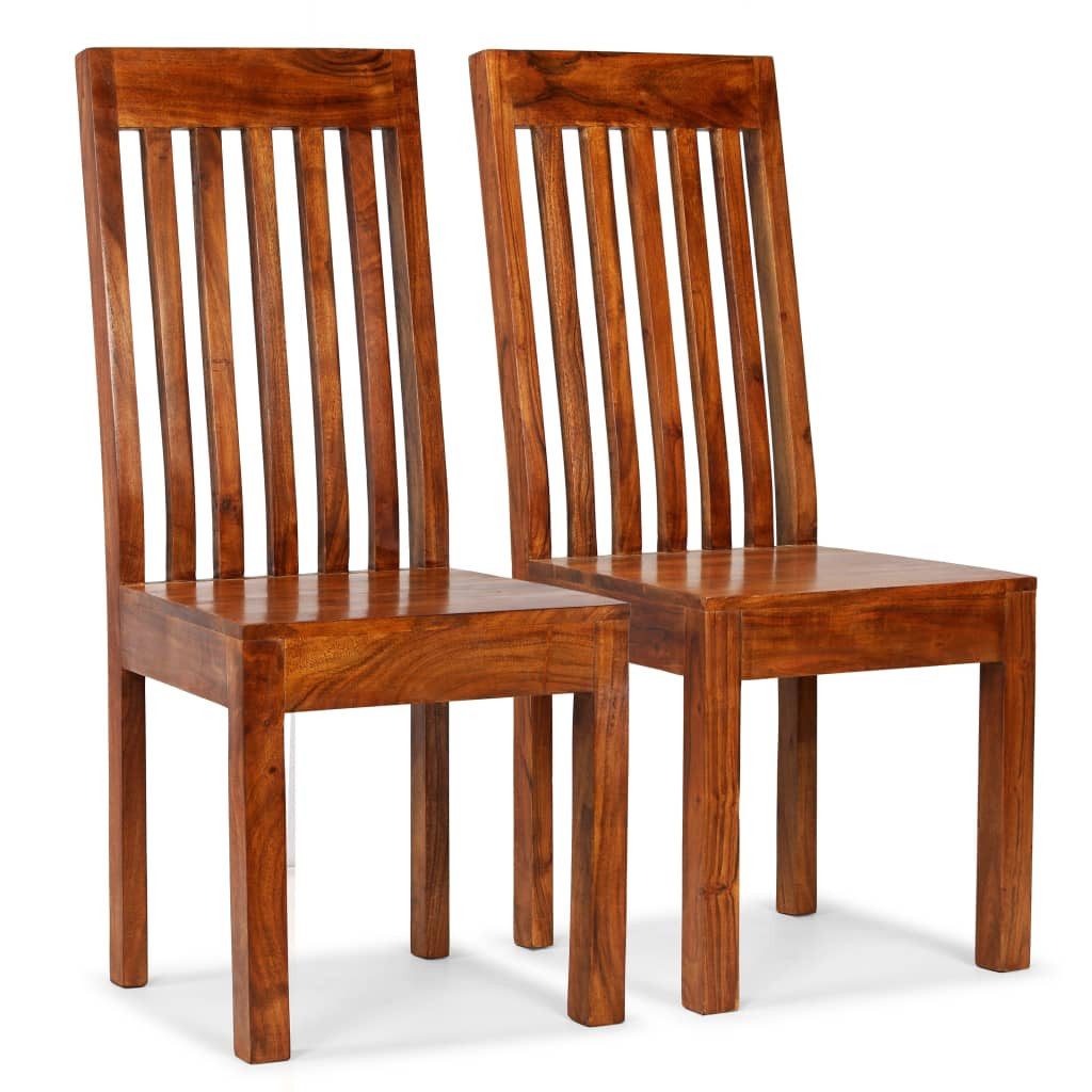 furnicato Esszimmerstuhl 2er Set Esszimmerstühle aus Echtholz 43x43x104 cm Braun (2 St)